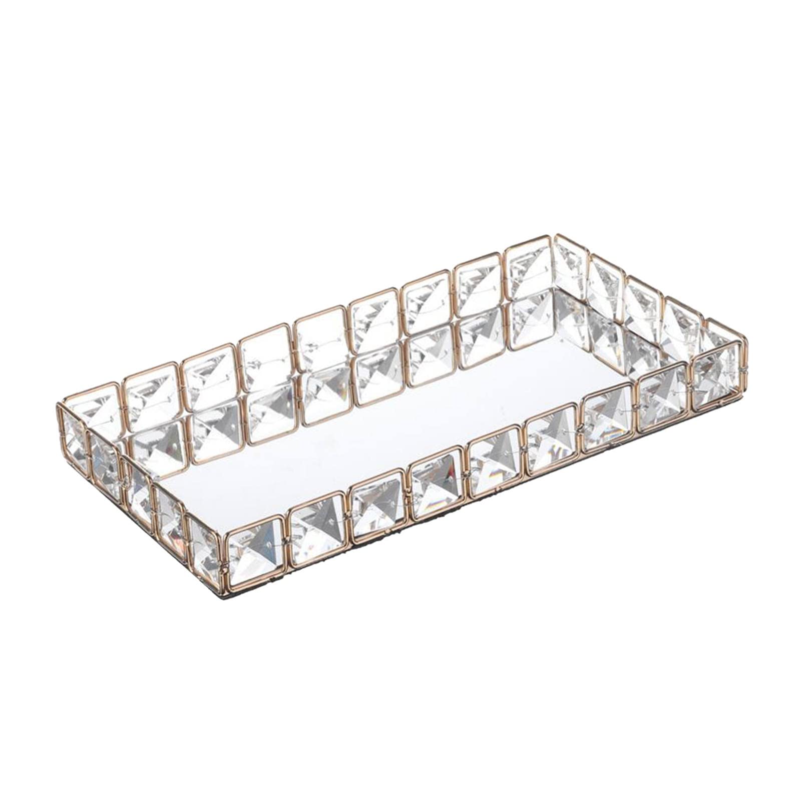 Gazechimp Crystal Cosmetic Tray - Elegant Mirrored Makeup & Jewelry Organizer with Decorative Perfume Bottle Holder | Perfect for Vanity Table, Bathroom Counter & Dresser Top Organization