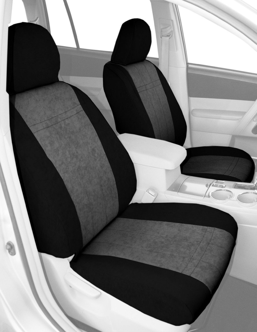 Premium Microsuede Seat Covers for 1999-2004 Honda Odyssey - Light Grey with Black Trim | CalTrend Center Captain Chairs | Durable Protection & Comfort for Family Road Trips & Daily Commutes