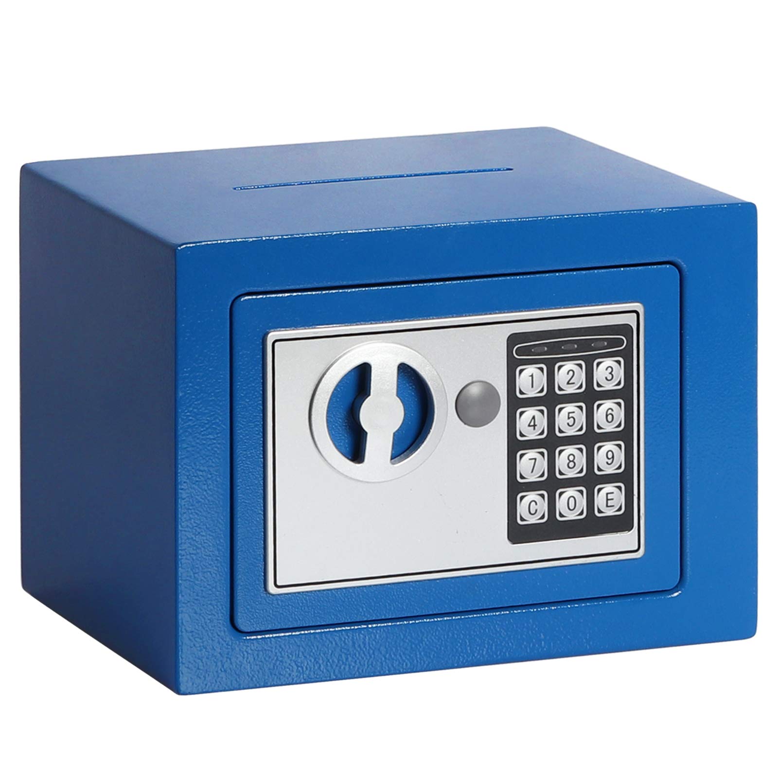 Jssmst Small Electronic Safe Box - 0.17CF Mini Security Safe for Kids, Home & Office - Portable Lock Box with Digital Keypad (9.06 x 6.69 x 6.69 inches) - Blue SM-SF027 - Perfect for Storing Cash, Jewelry & Important Documents