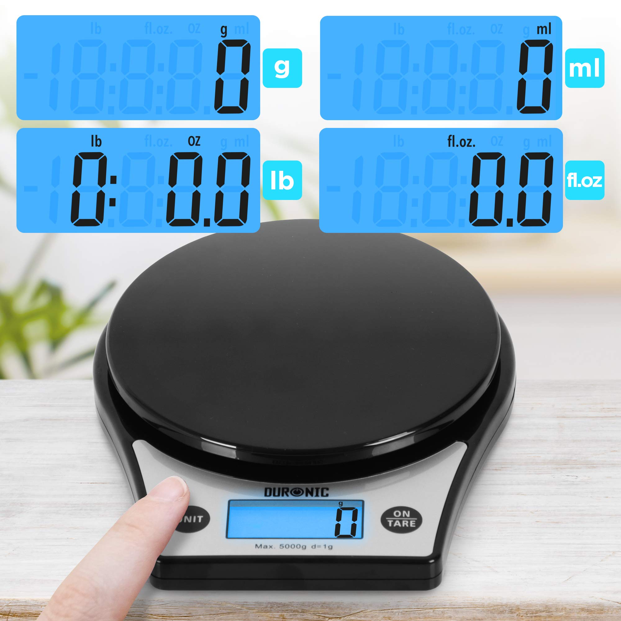 Duronic KS6000 Digital Kitchen Scale with Bowl - Precision Electronic Food Scale for Cooking, Baking, Pet Food & Postal Weighing - Backlit LCD Display - Perfect for Home Kitchen, Bakeries & Pet Owners