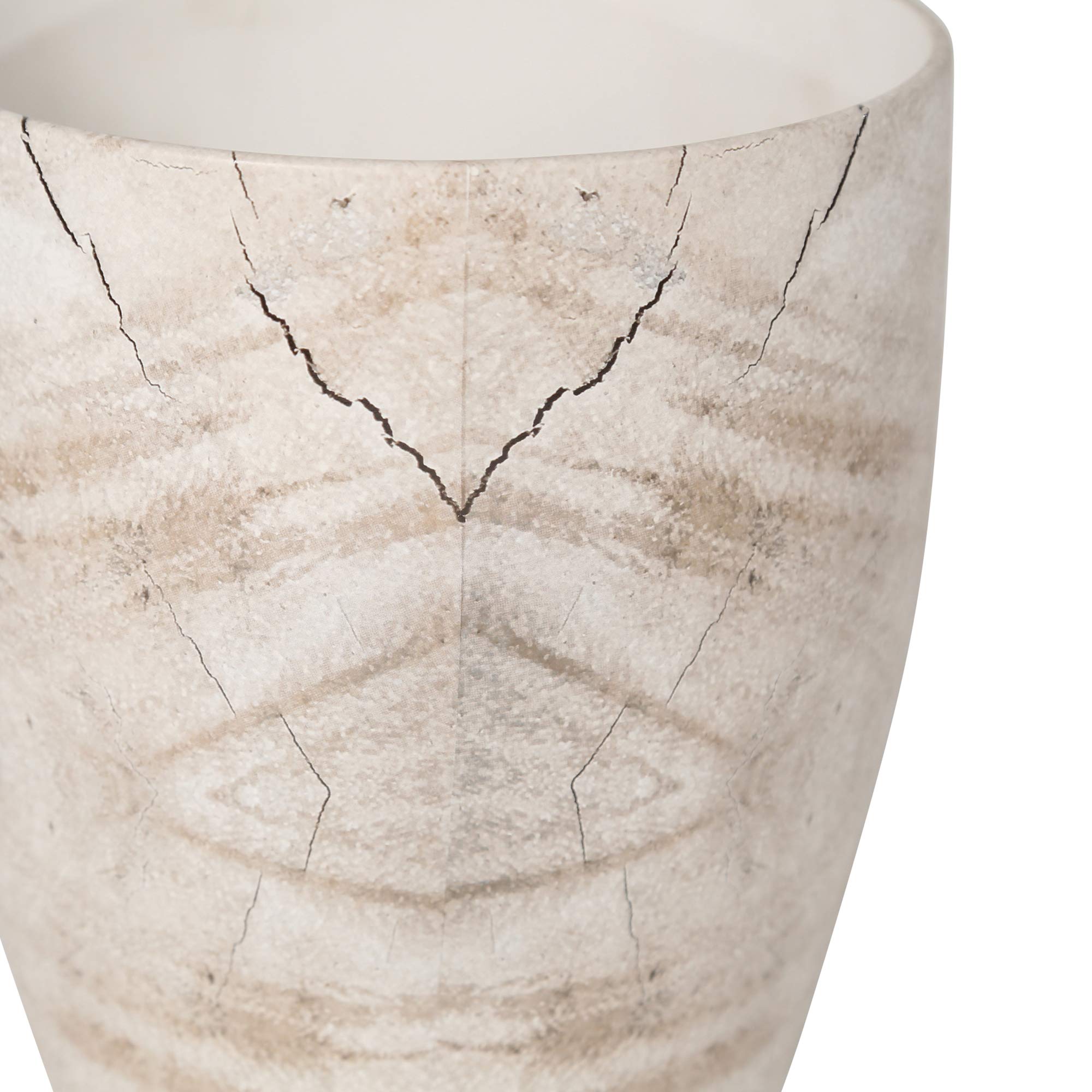 Sagebrook Home 13591-01 Decorative Ceramic Wood Look Vase - Beige/Gray - 9 x 9 x 11.5 Inches - Perfect for Farmhouse, Rustic & Modern Home Decor - Centerpiece for Living Room, Dining Table or Shelf Display