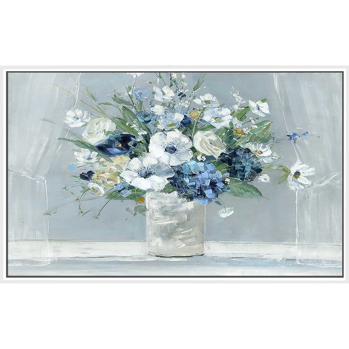 Be Happy Blue Print on Floating Canvas - Inspirational Wall Art for Home, Office & Gift Giving - Perfect for Living Room, Bedroom & Workspace Decor