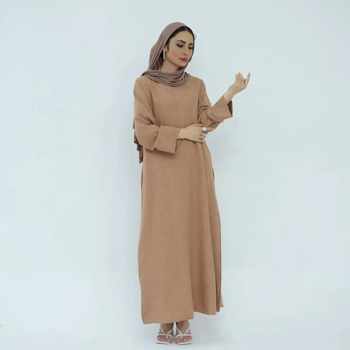 Stylish Plain Wrinkle-Resistant Abaya Dress with Pockets - Perfect for Daily Wear, Prayer & Modest Fashion
