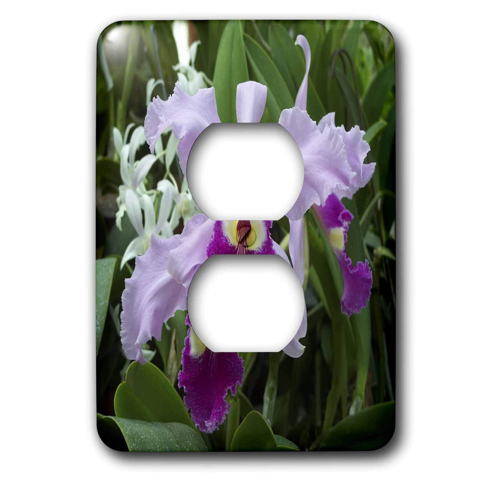 3D Rose Orchid Flower 2-Pack Outlet Cover - Decorative Electrical Wall Plate for Home & Office - Perfect for Living Room, Bedroom, and Kitchen Decor