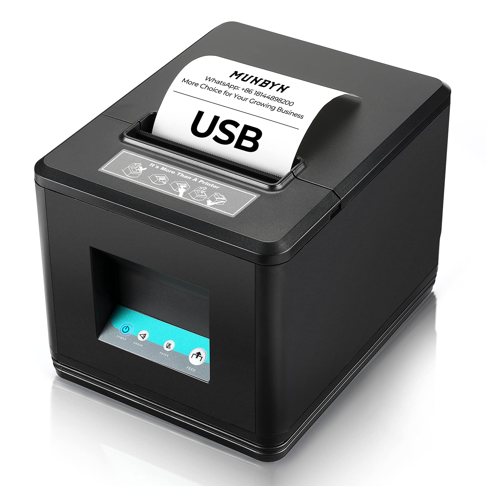 MUNBYN 80mm USB Thermal Receipt Printer with Auto Cutter - ESC/POS Compatible for Windows & Mac - Ideal for Retail Stores, Restaurants, and Small Business POS Systems