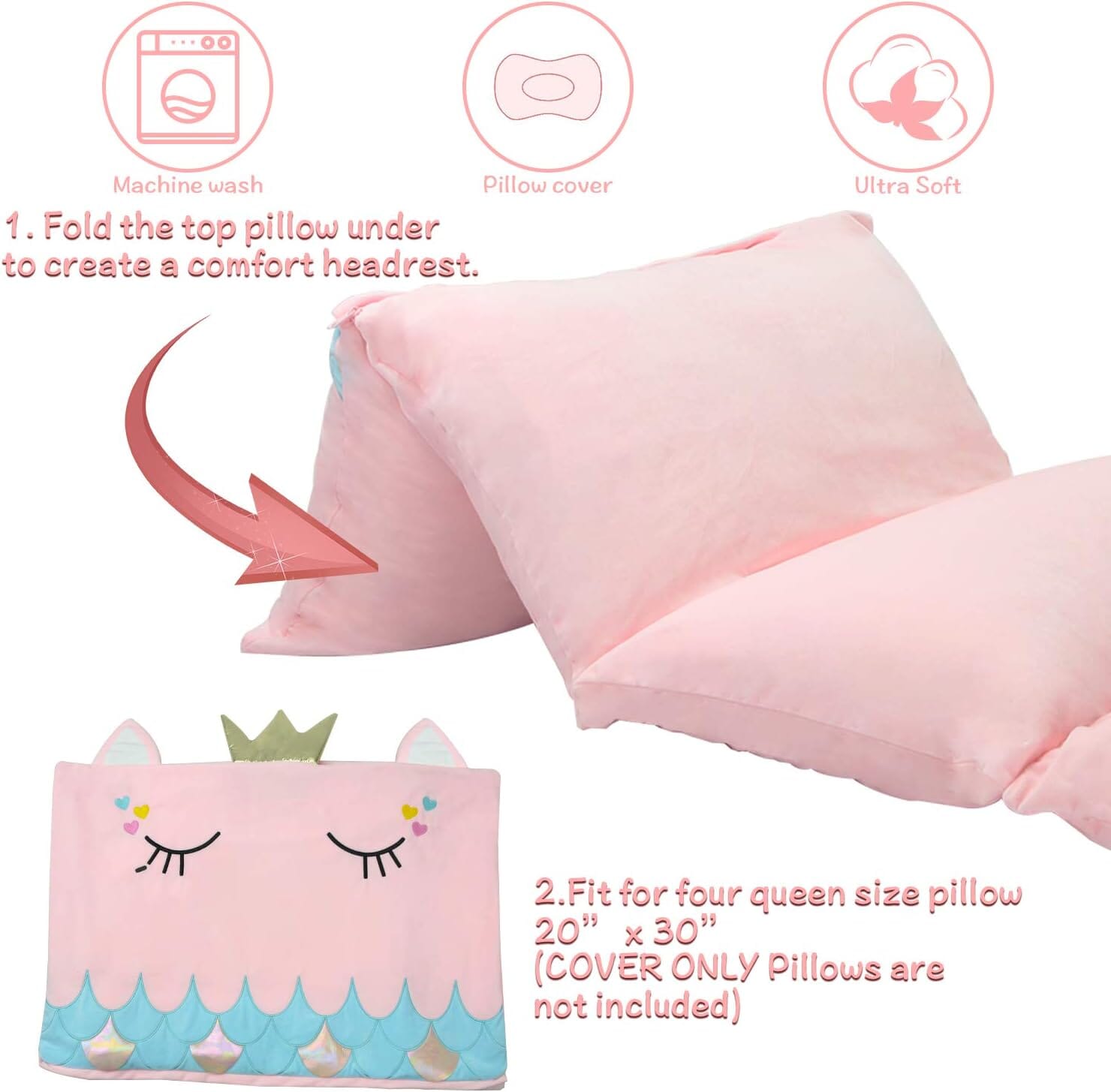 Unicorn Kids Floor Pillow - Soft Bed Seat Cover for Girls, Queen Size - Perfect for Playroom, Bedroom, and Cozy Reading Nook