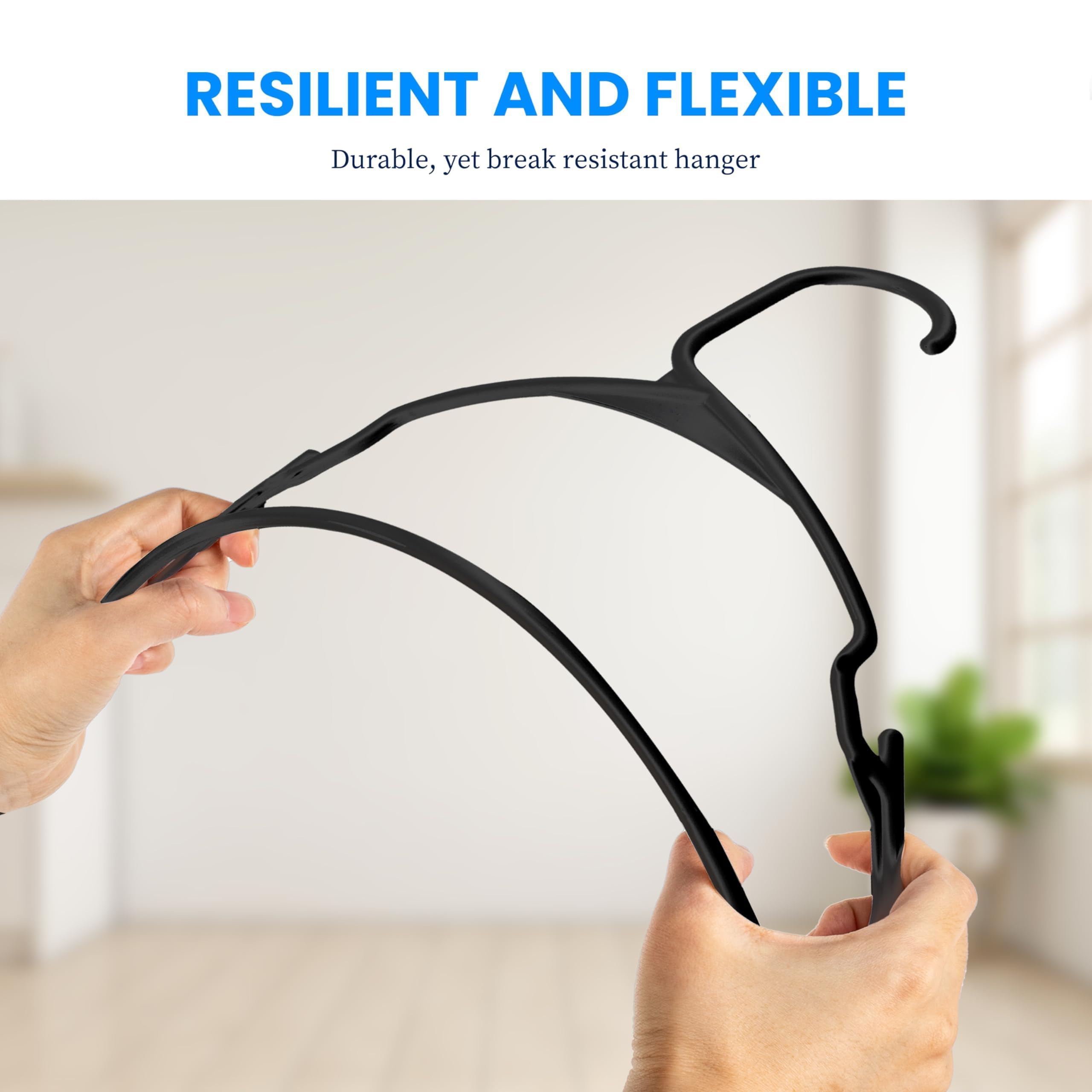 Simple Deluxe 50-Pack Space Saving Plastic Clothes Hangers - Non-Slip Shoulder Notches, Lightweight Slim Design for Coats, Sweaters, Shirts & Pants (Black) - Perfect for Closet Organization & Wardrobe Storage