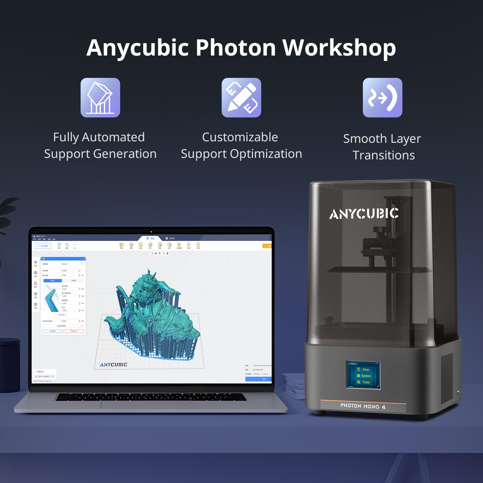 ANYCUBIC Photon Mono 4 10K Resin 3D Printer with 7-inch Mono LCD Screen, Upgraded LighTurbo Matrix, 6.04
