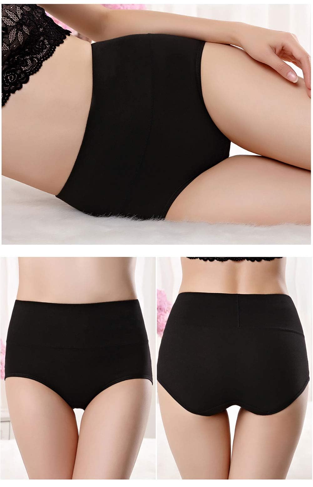 ANNYISON Women's Cotton High Waist Underwear - Soft Breathable Solid Color Briefs Panties for Everyday Comfort & Lounge Wear