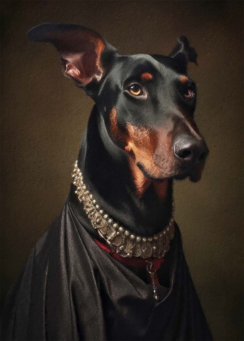 Doberman Dog Portrait Print - High-Quality Wall Art for Pet Lovers | Perfect for Living Room, Bedroom & Office Decor