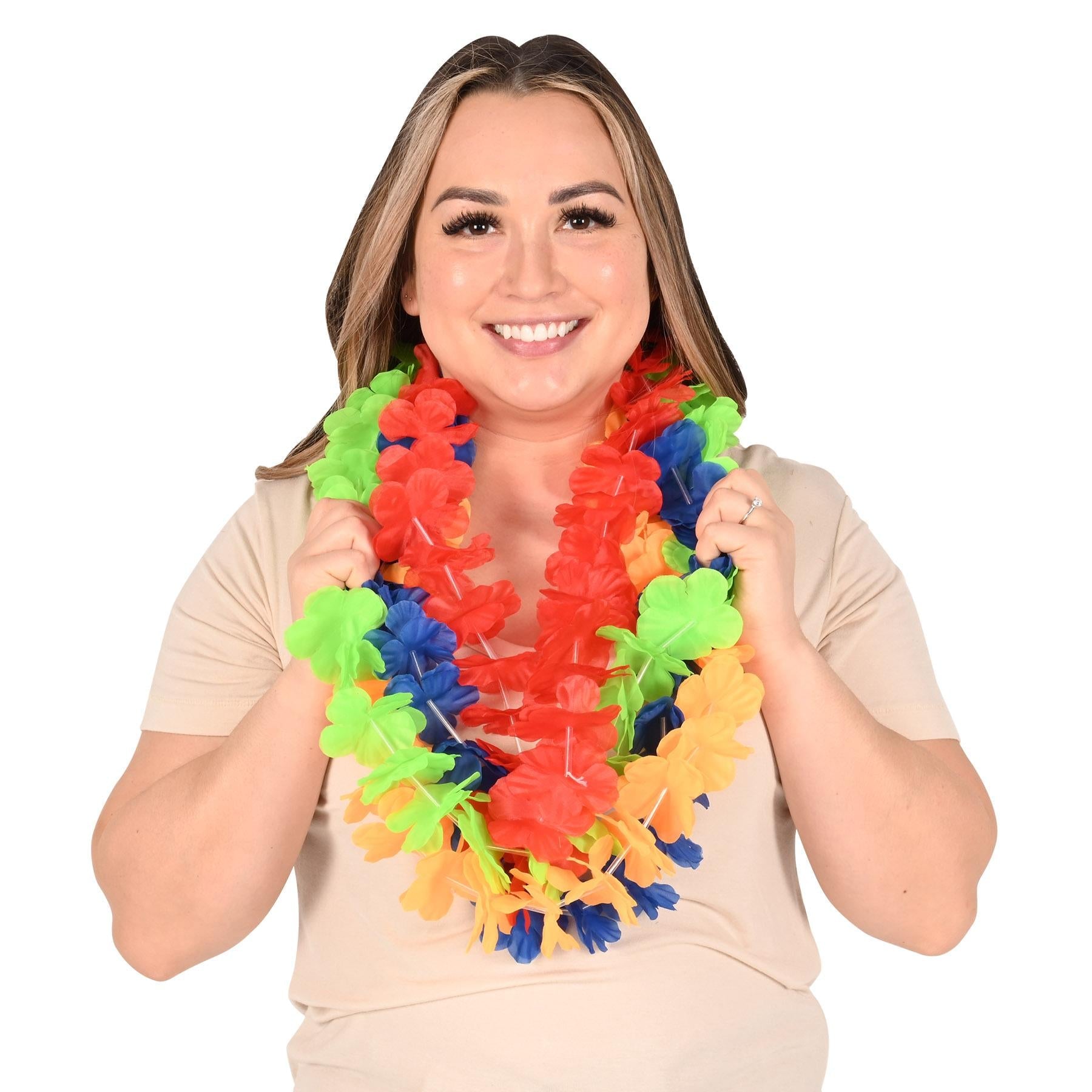 12 Pack Beistle Luau Party Blue Hawaiian Lei - Tropical Themed Necklaces for Hawaiian Luau, Beach Party, Summer Festival & Costume Accessories