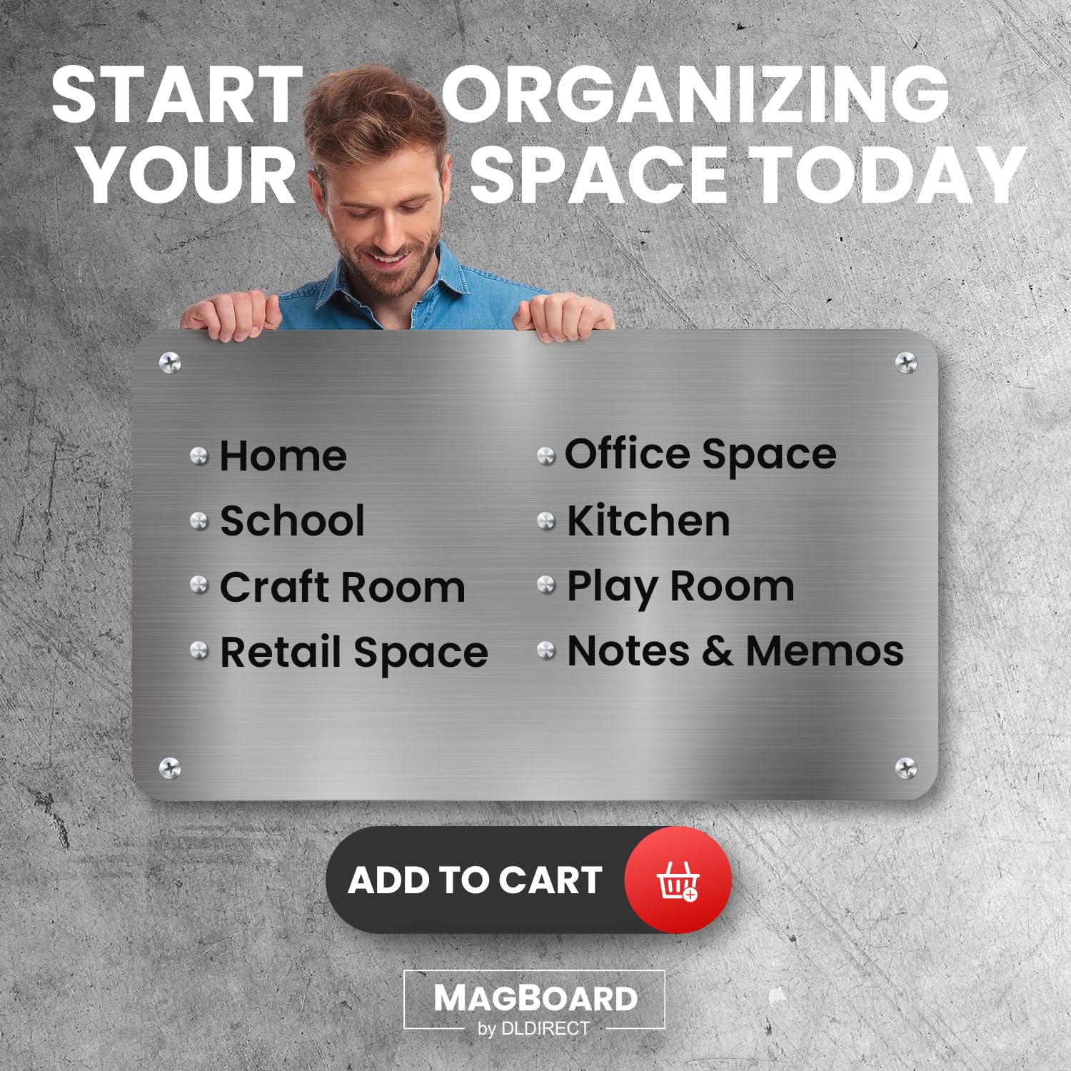 Premium Diamond Life Magnetic Board - Stainless Steel Memo & Vision Board for Home, School & Office Organization - 24
