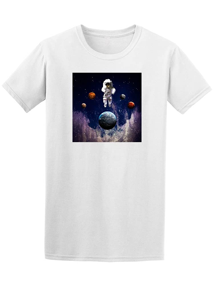 Smartprints Modern Planets Astronaut Space T-Shirt for Men - Cool Graphic Tee for Astronomy Lovers, Casual Wear & Space-Themed Outfits