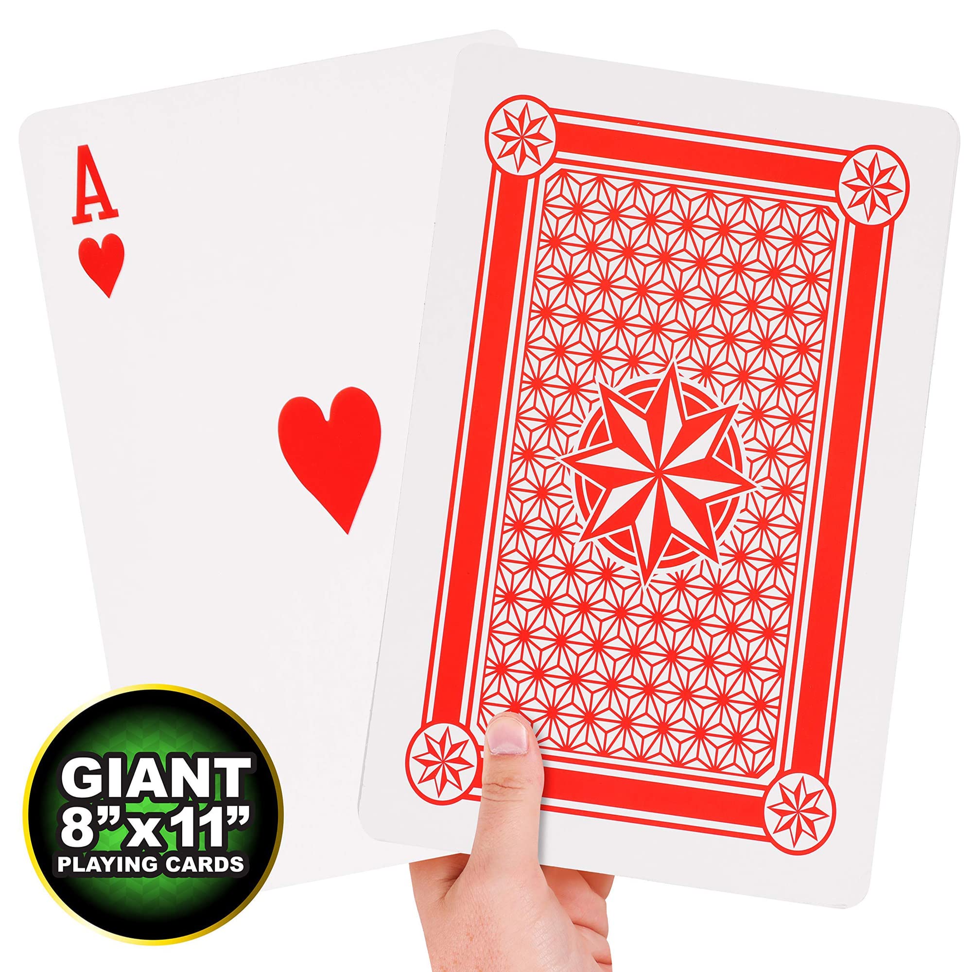 Kangaroo Jumbo Playing Cards - Giant 8 x 11 Inch Deck for Kids & Toddlers | Fun Educational Games, Family Game Night, Classroom Learning & Casino Style Entertainment