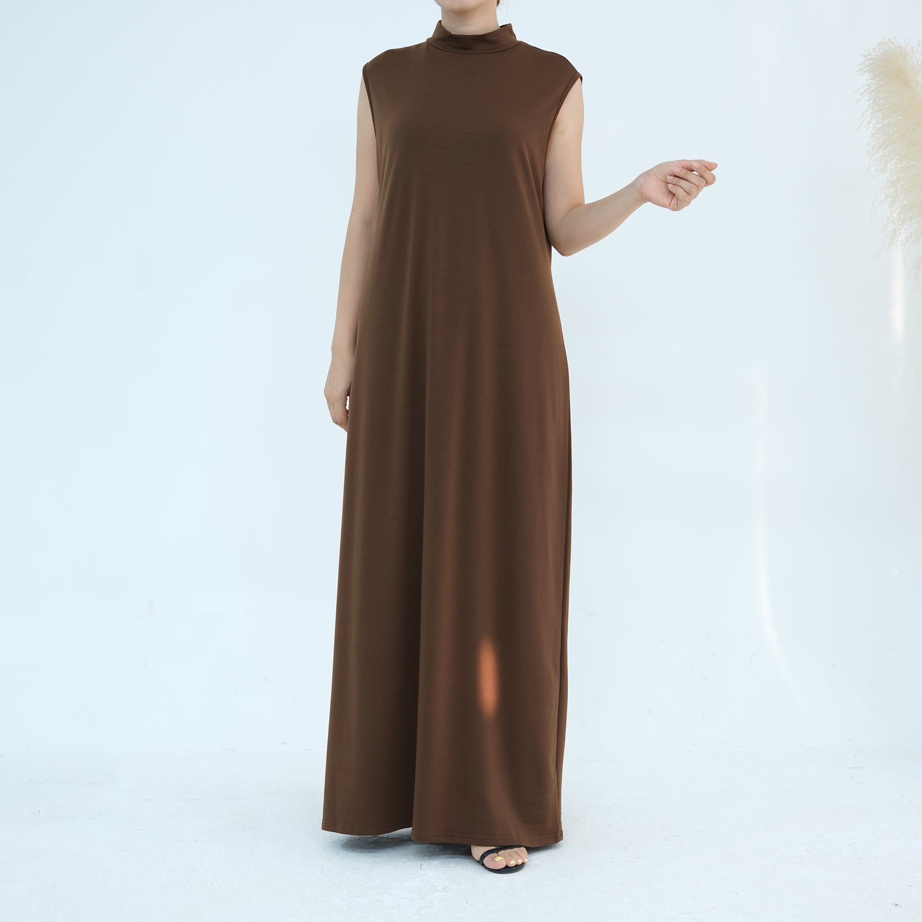 Jojo 3-Piece Modal Abaya Set - Soft & Comfortable Prayer Dress for Women - Brown | Perfect for Prayer, Mosque, and Special Occasions