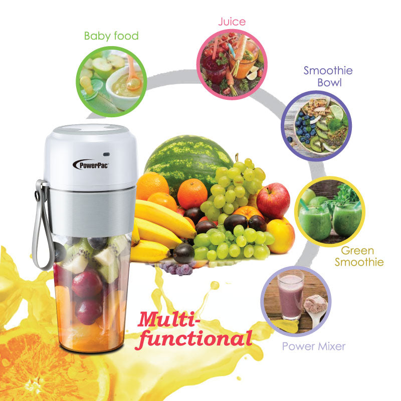 Portable USB Rechargeable Smoothie Blender - Personal Mini Juice Blender for Travel, Office & Gym (PPBL339) | Perfect for Healthy Drinks On-The-Go