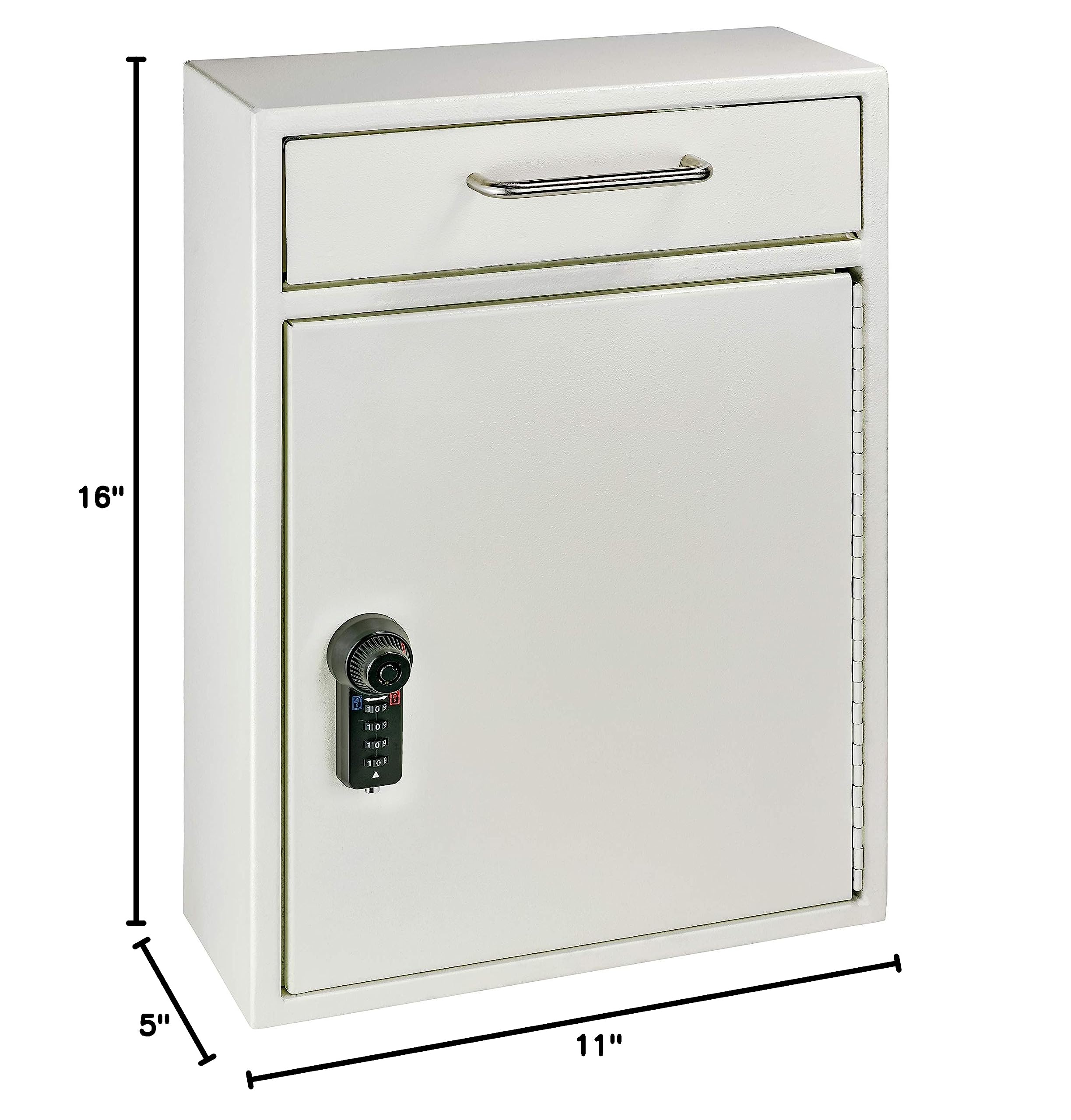Mail Boss 8153 Key Boss - Heavy Duty Commercial Grade Steel High Security Adjustable Key Cabinet - 105 Position Key Organizer with Combination Lock - Secure Drop Box for Offices, Hotels & Property Management (Cream White)