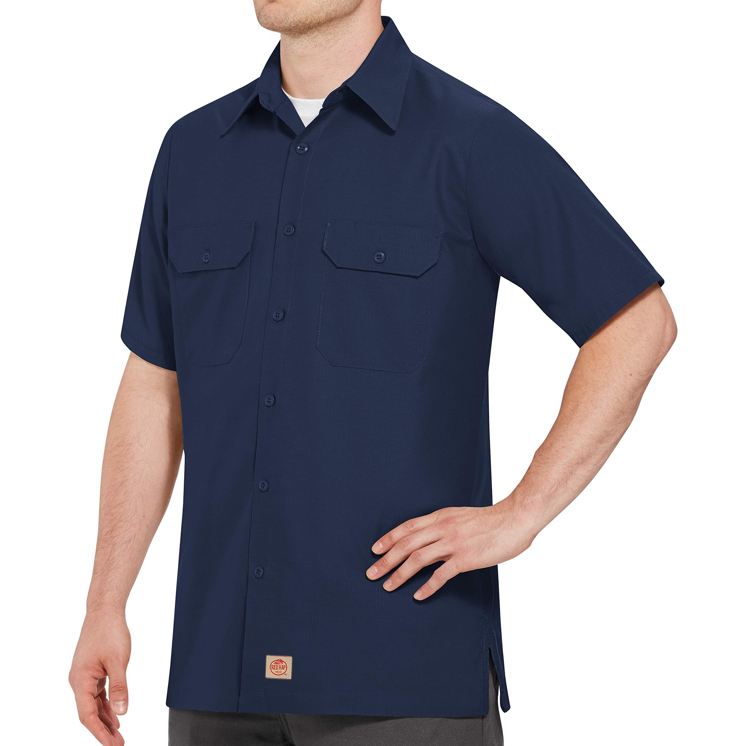 Red Kap Solid Rip Stop Work Shirt - Durable & Comfortable Men's Workwear for Construction, Landscaping & Outdoor Jobs