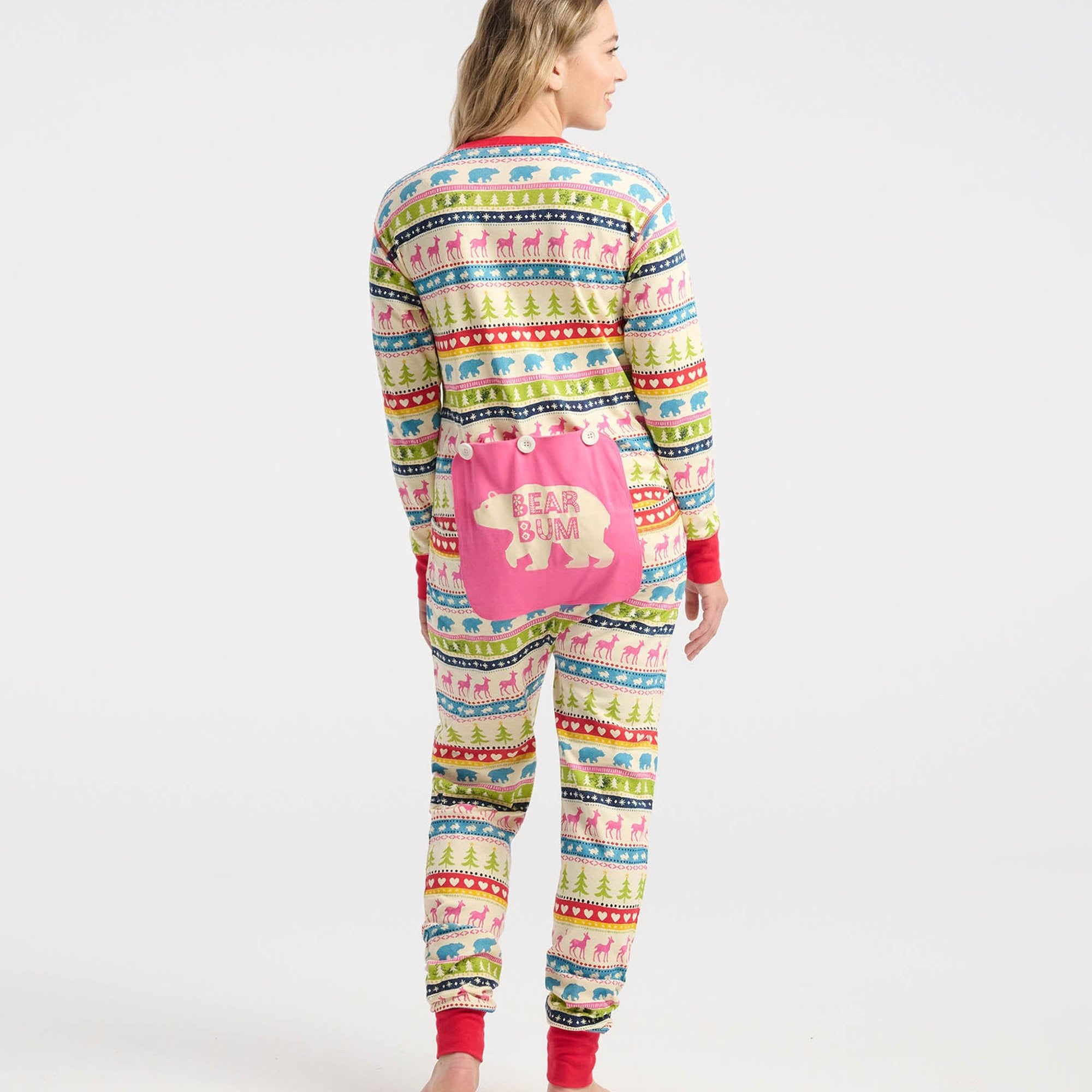 Little Blue House Cream Fair Isle Adult Union Suit - Cozy Winter Pajamas for Men & Women - Perfect for Cold Weather, Lounging & Christmas