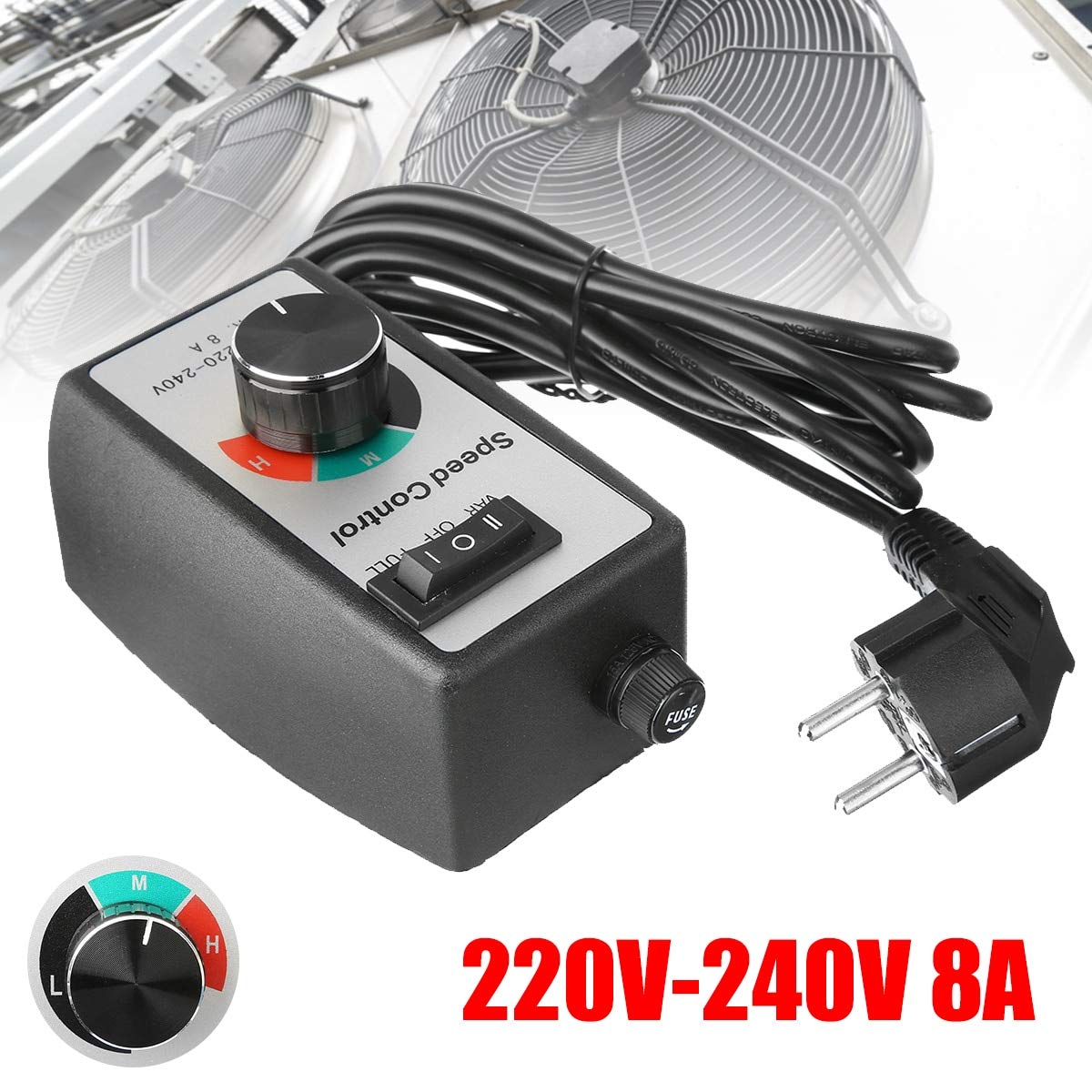 8A Variable Speed Motor Controller - 220-240V Electric Motor Rheostat for Fans, Pumps, Massagers & Power Tools | Speed Control for Home Workshop, Industrial Equipment & DIY Projects