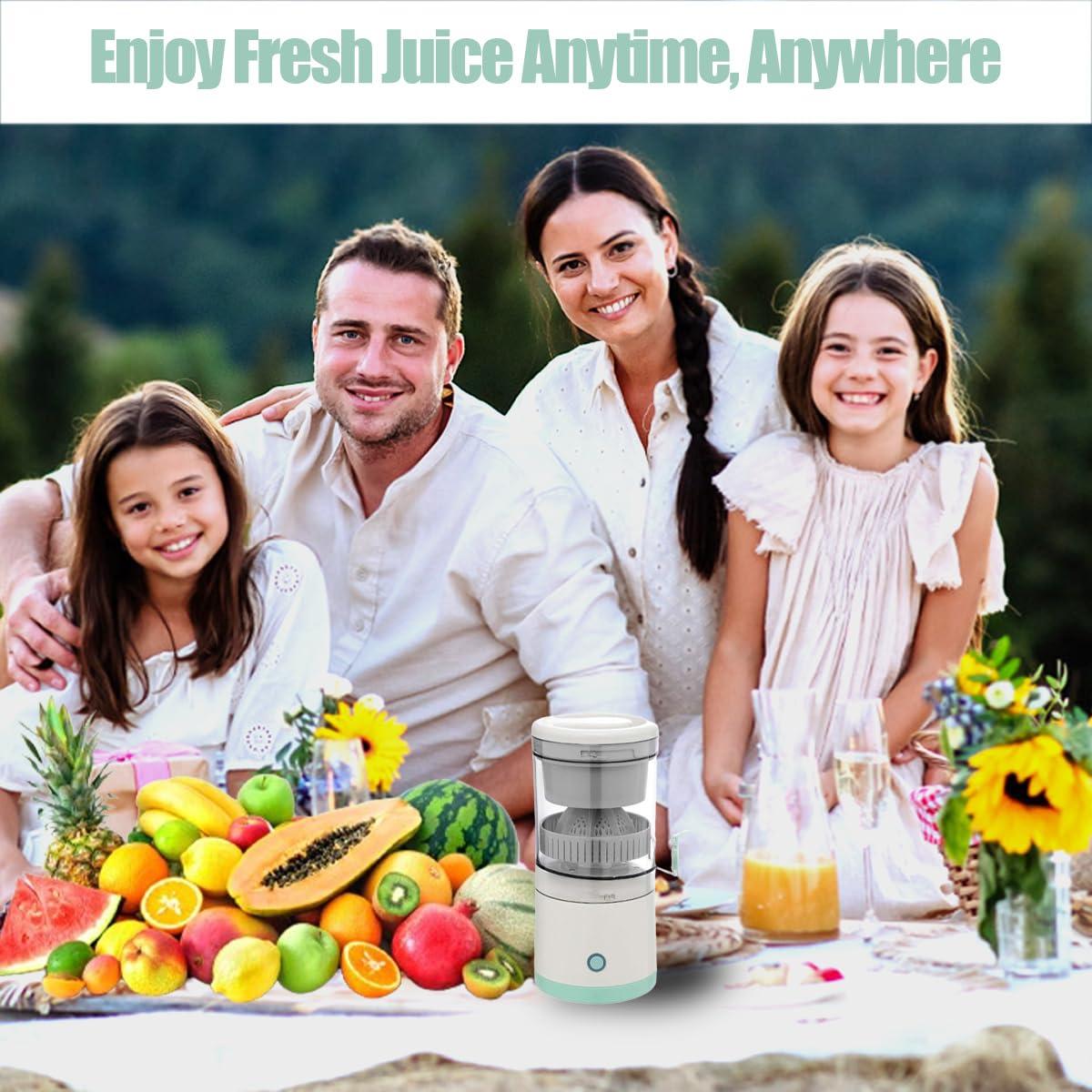 Rechargeable Electric Citrus Juicer with USB Cable - Portable Orange, Lemon, Grapefruit Juicer Machine - Easy to Clean & Use - Perfect for Home Kitchen, Camping, Travel & Outdoor Activities