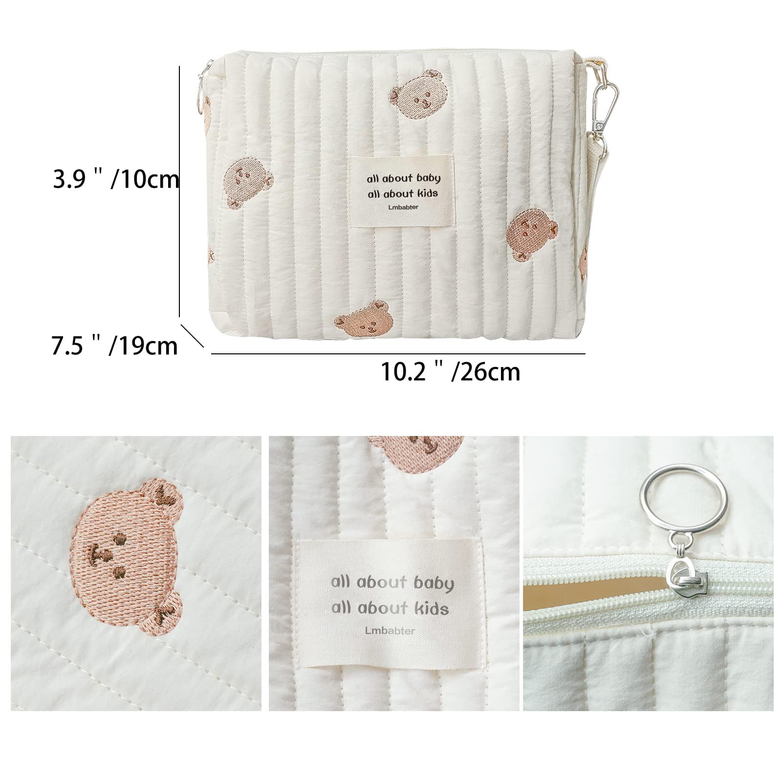 Lmbabter Baby Stroller Organizer Bag - Waterproof Diaper Bag with Multiple Pockets for Infant Carriage, Embroidered Mommy Storage Pouch | Perfect for Outdoor Walks, Park Visits & Traveling with Baby