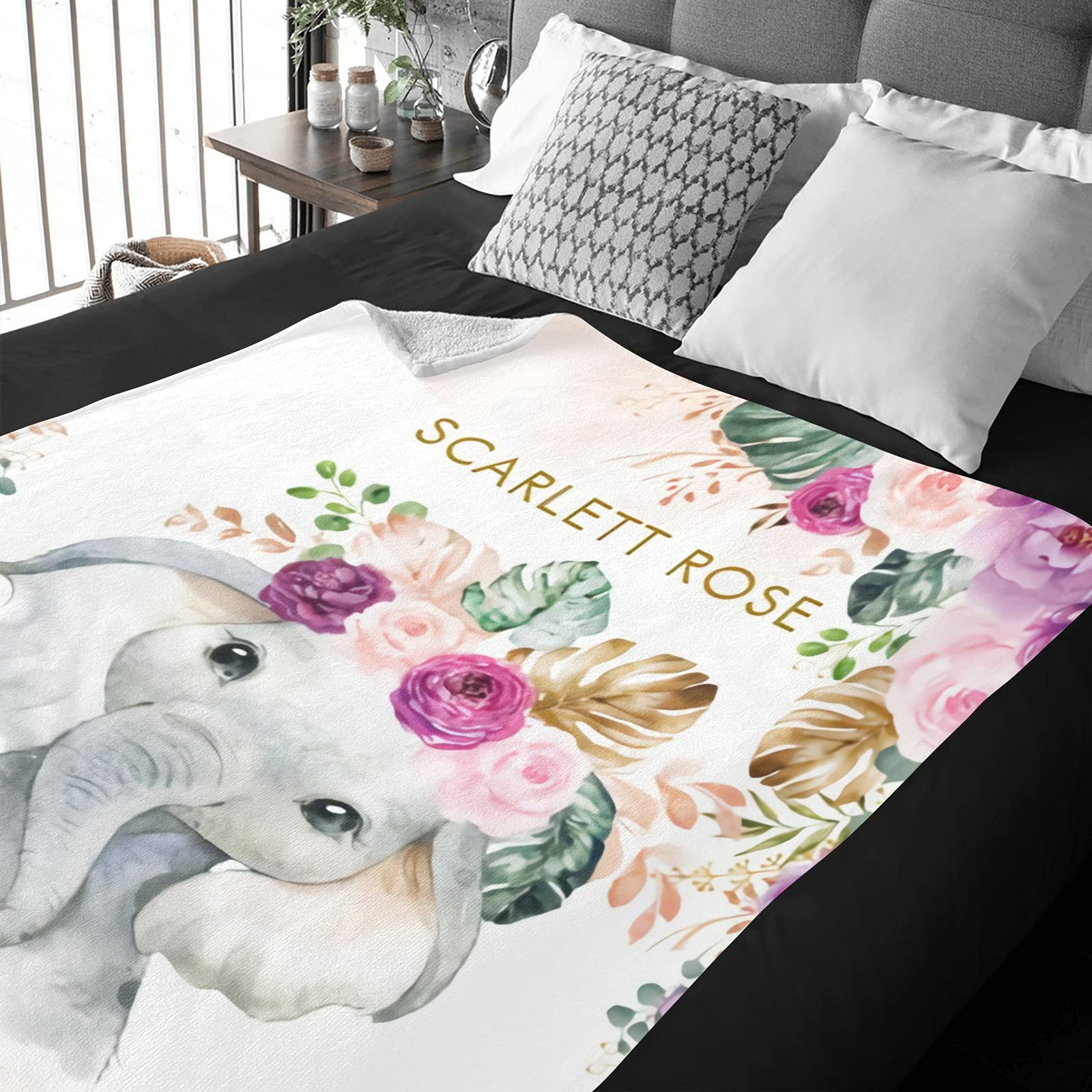 Personalized Baby Blanket with Name - Custom Elephant Design for Boys & Girls | Super Soft Newborn Blanket | Perfect Baby Shower Gift & Nursery Decor | Ideal for Cuddling, Swaddling & Photo Props