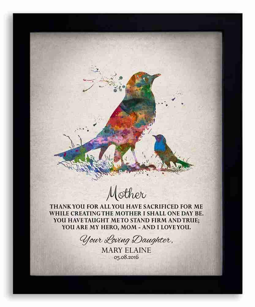 8x10 Framed Watercolor Bird Art Print - Handcrafted Solid Wood Frame - Perfect Mother's Day Gift, Thank You Present, My Hero Mom Decor - Ready to Hang with Gift Wrapping (LTC-P1217) - Ideal for Living Room, Bedroom, Office & Nursery Wall Decor