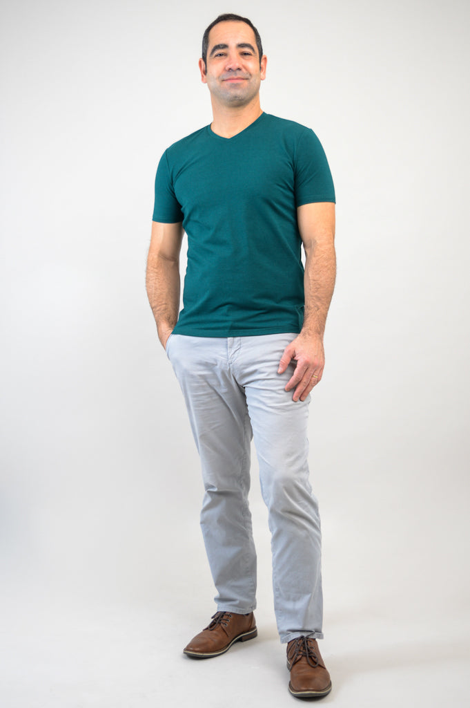 Adam Men's Short Sleeve Bamboo Shirt - Soft Breathable Teal Green Casual Top for Summer, Outdoor Activities & Travel
