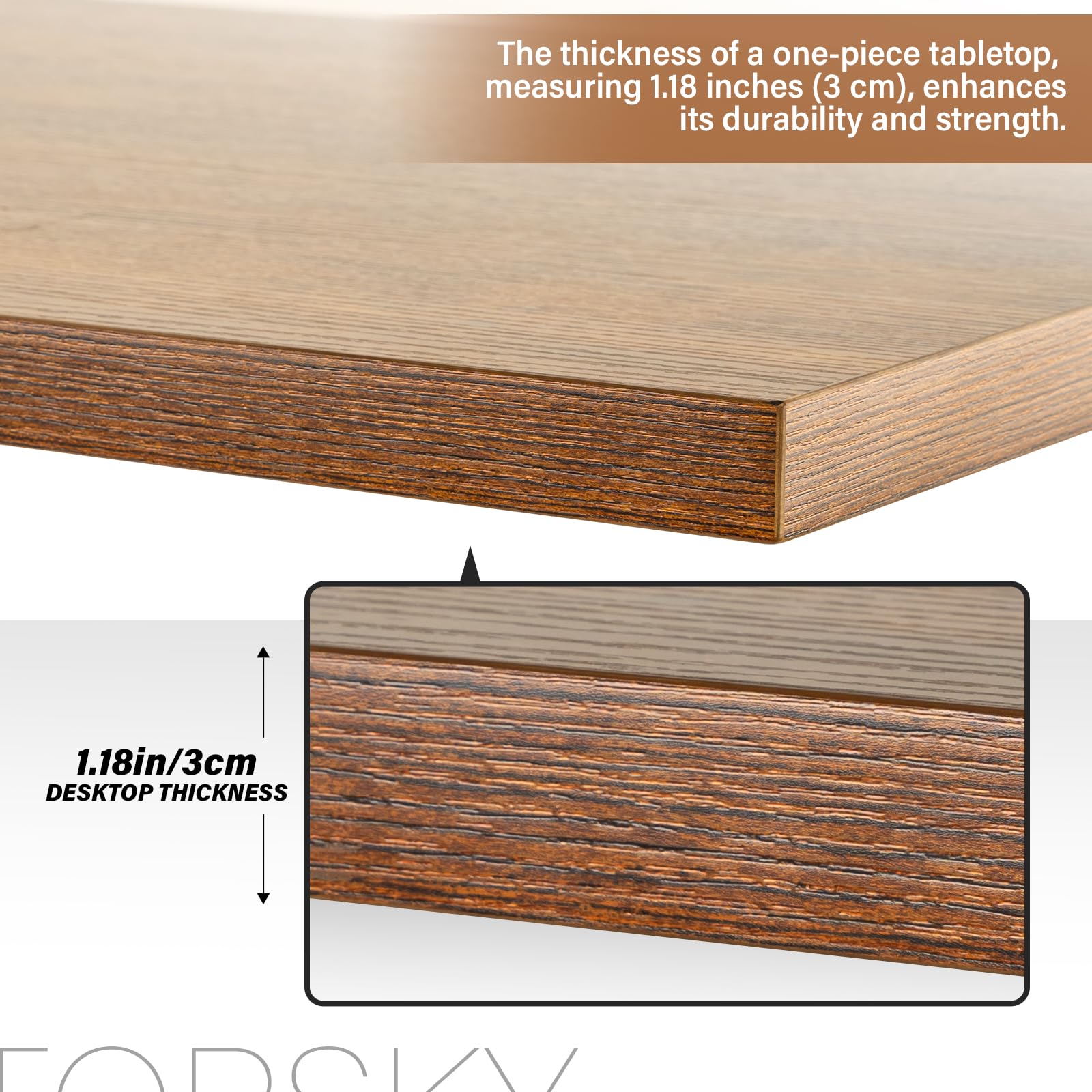 TOPSKY Solid Oak Adjustable Standing Desk Table Top - 54