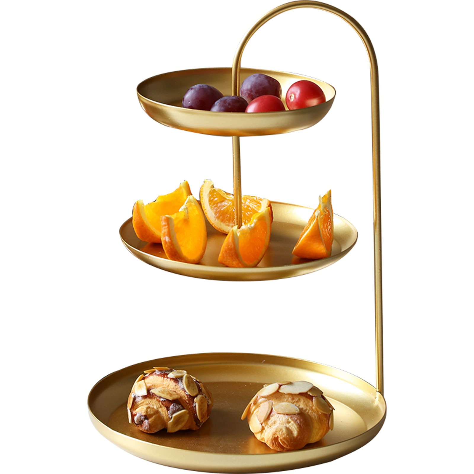3-Tier Round Gold Jewelry Tray Organizer with Curved Lip - 12 Inch Decorative Vanity Tray for Necklaces, Rings & Bracelets - Elegant Jewelry Display for Dresser, Bathroom & Wedding Gift - Multi-Purpose Home Decor Organizer (ET-029443-FBM)