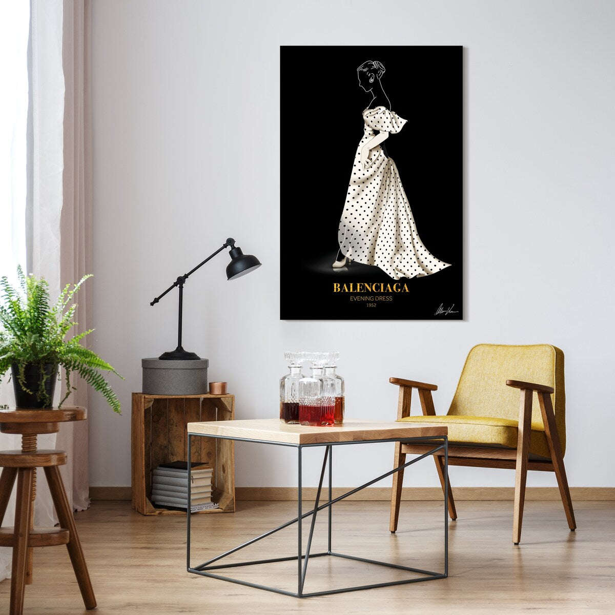 B Fashion White Frameless Free Floating Reverse Printed Tempered Glass Wall Art - Modern Home Decor for Living Room, Bedroom & Office