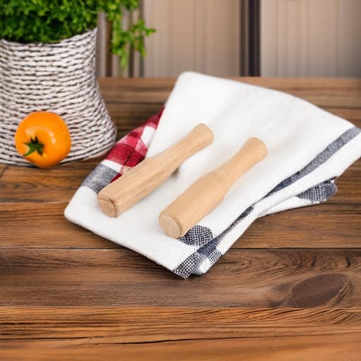Professional Hardwood Pestle and Grinder Set - 2 Pack Wooden Spice Grinding Sticks for Bartenders & Home Use (14.2x14.2x3cm/5.6x5.6x1.2in) - Perfect for Crushing Herbs, Spices & Making Cocktail Muddles