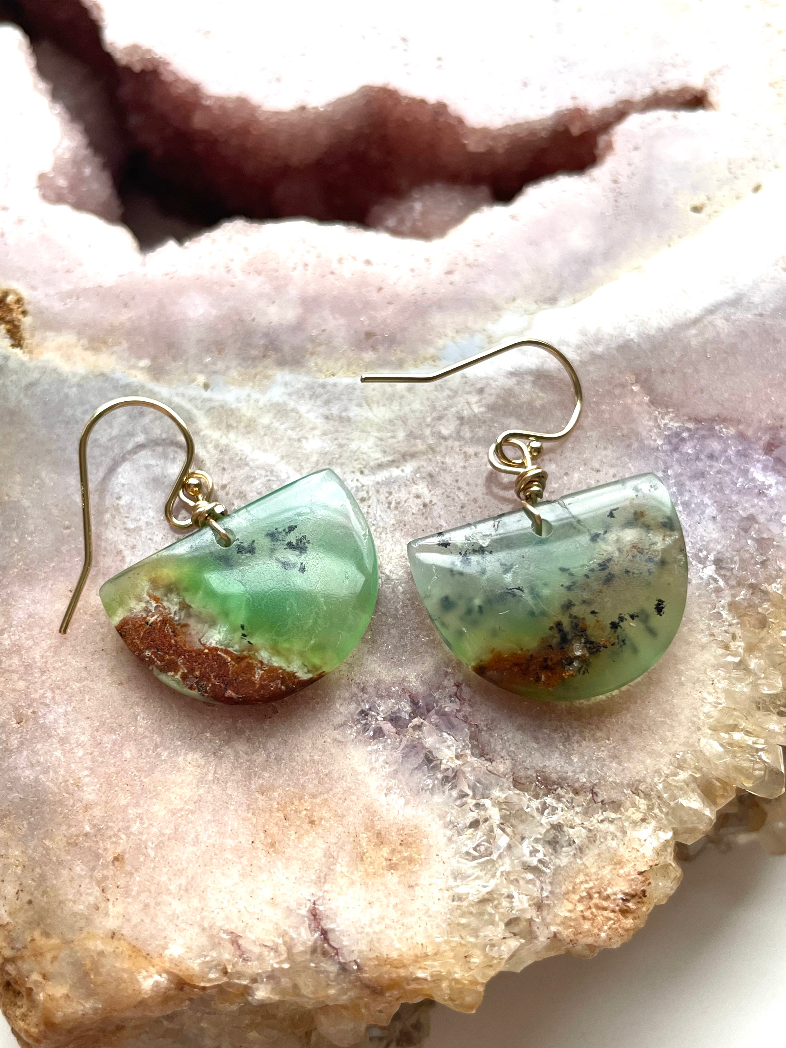 Chrysoprase Statement Earrings - 14K Gold Filled Dangle Earrings for Women | Elegant Jewelry Gift for Birthday, Anniversary & Special Occasions