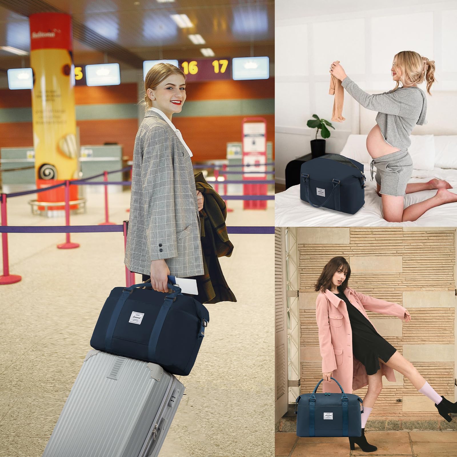LOVEVOOK Women's Weekender Bag - Stylish Travel Tote, Gym Duffel & Overnight Carry On with Toiletry Pouch - Perfect for Weekend Getaways, Workouts & Hospital Visits