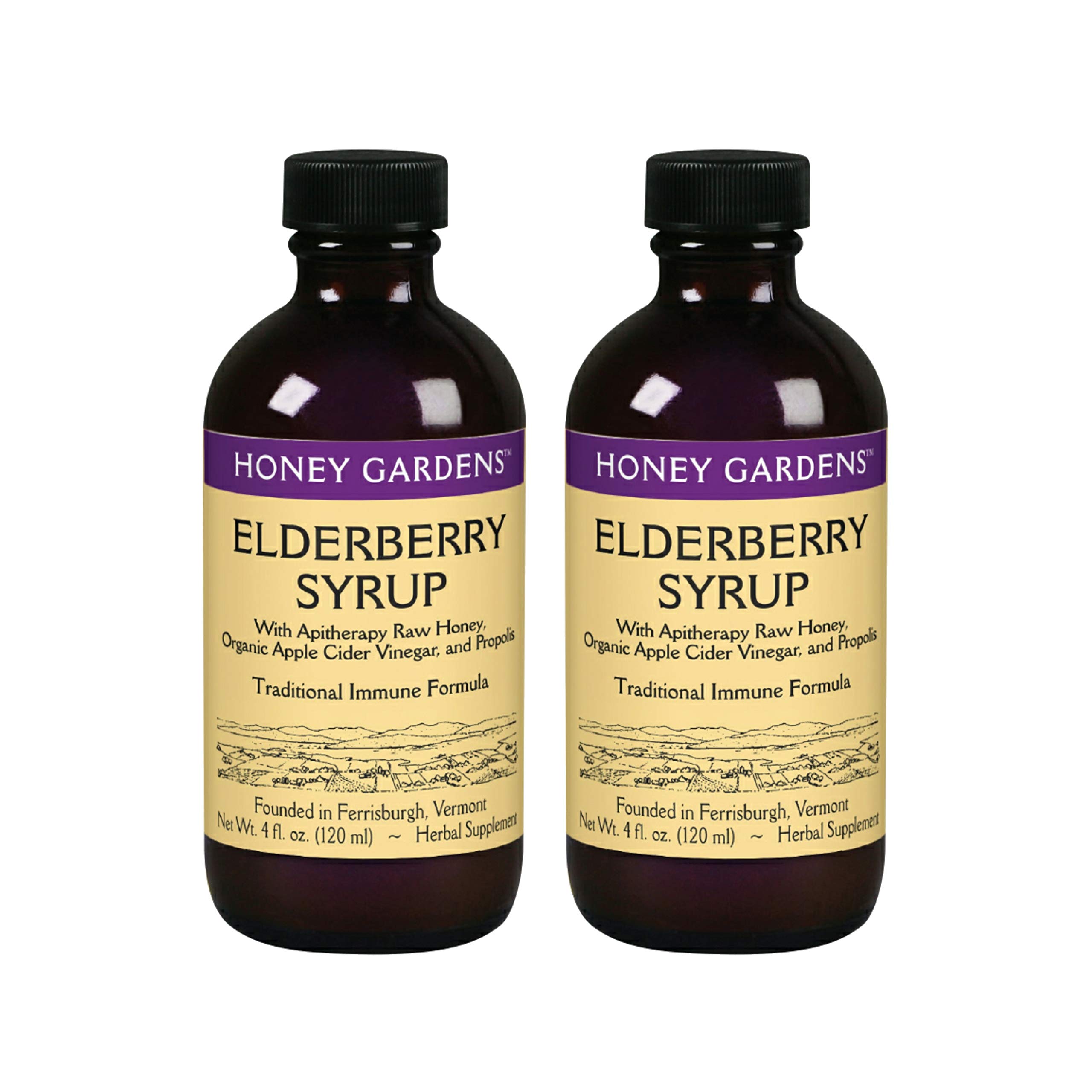 Elderberry Syrup with Raw Honey & Propolis - Immune Support for Cold Season (4oz, 2pk)