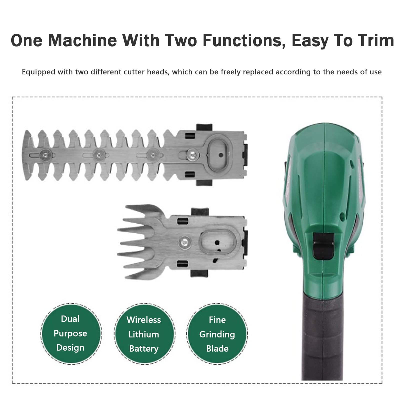 2-in-1 Rechargeable Electric Hedge Shears with 7.2V Battery - Dual Blade Cordless Grass Trimmer, Lightweight Handheld Shrub Clippers with Safety Lock & Charger Included - Perfect for Lawn Care, Garden Trimming & Landscaping