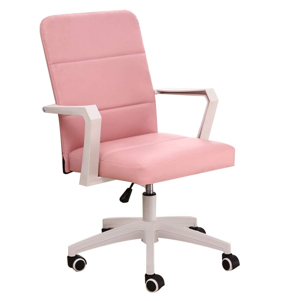 Ergonomic Swivel Computer Desk Chair - High Back PU Leather Gaming Chair with Adjustable Height, 330 lbs Weight Capacity - Perfect for Office, Study, Meeting Room & Home Workspace (Pink)