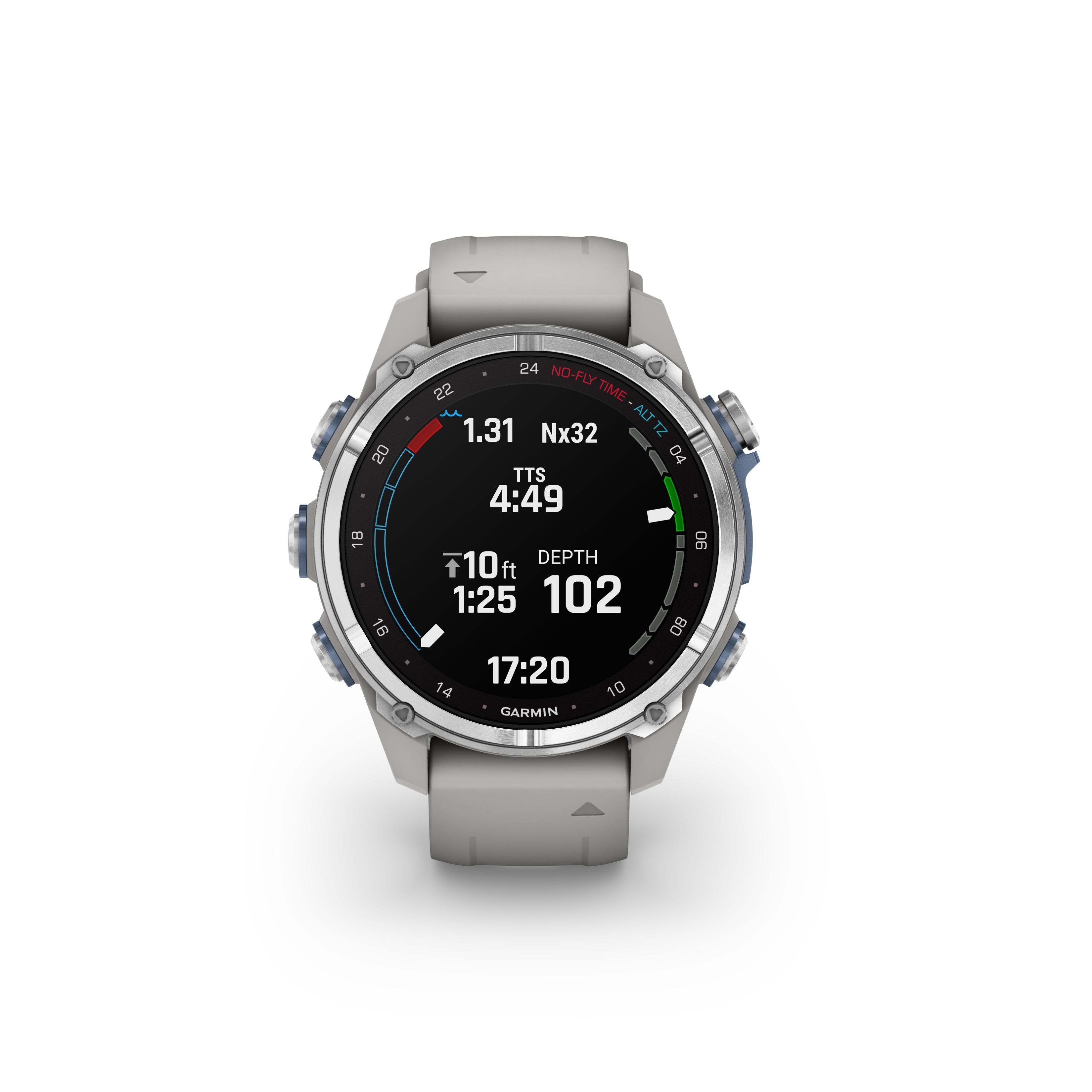 Garmin Descent Mk3 Dive Computer & Fitness Watch - 43mm Stainless Steel with Fog Gray Silicone Band - Scuba Diving, Swimming & Everyday Wear