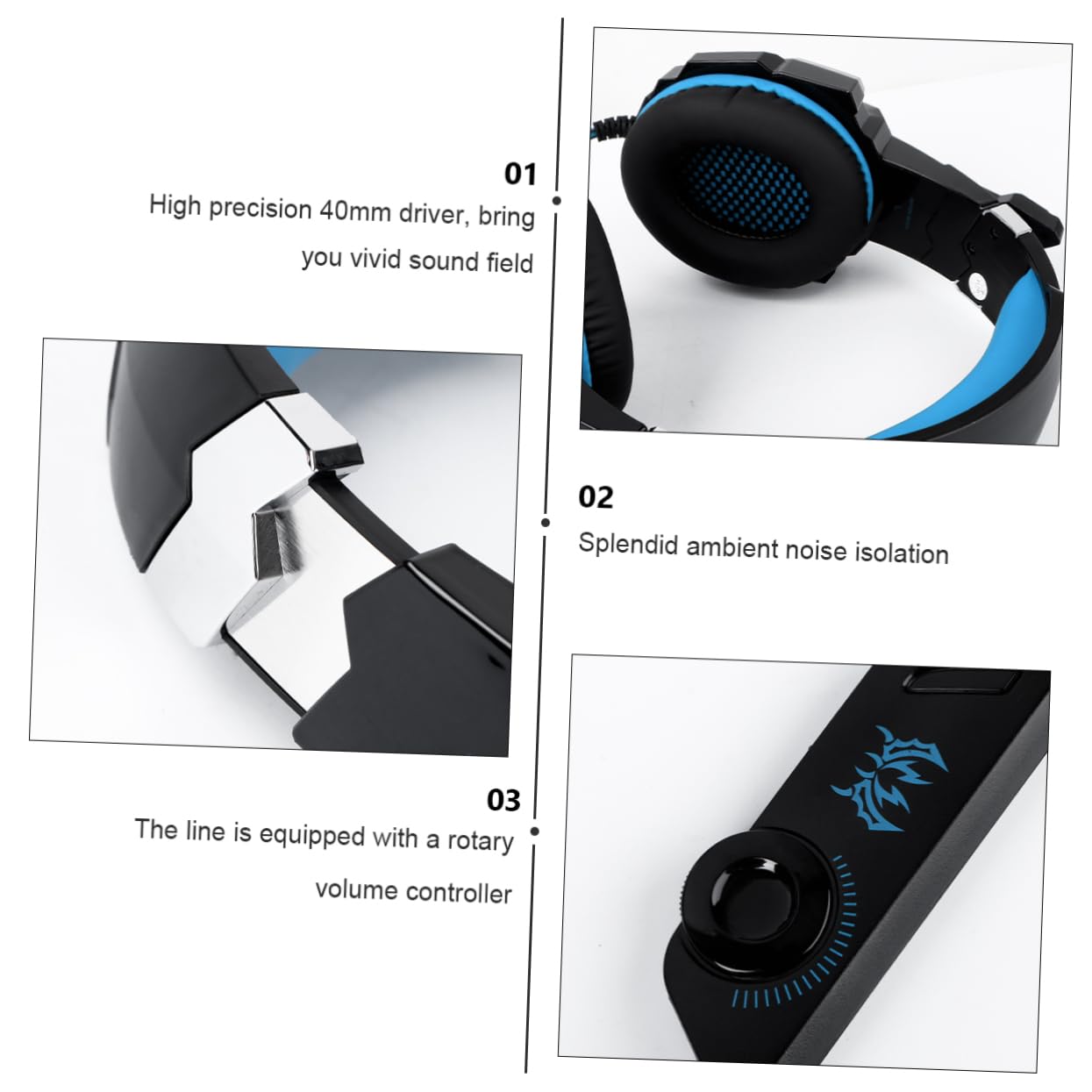 Veemoon Gaming Headset with 3.5mm Wired Connection - Light-Up LED Headphones for PS4, Xbox & PC - Comfortable Over-Ear Design for Long Gaming Sessions