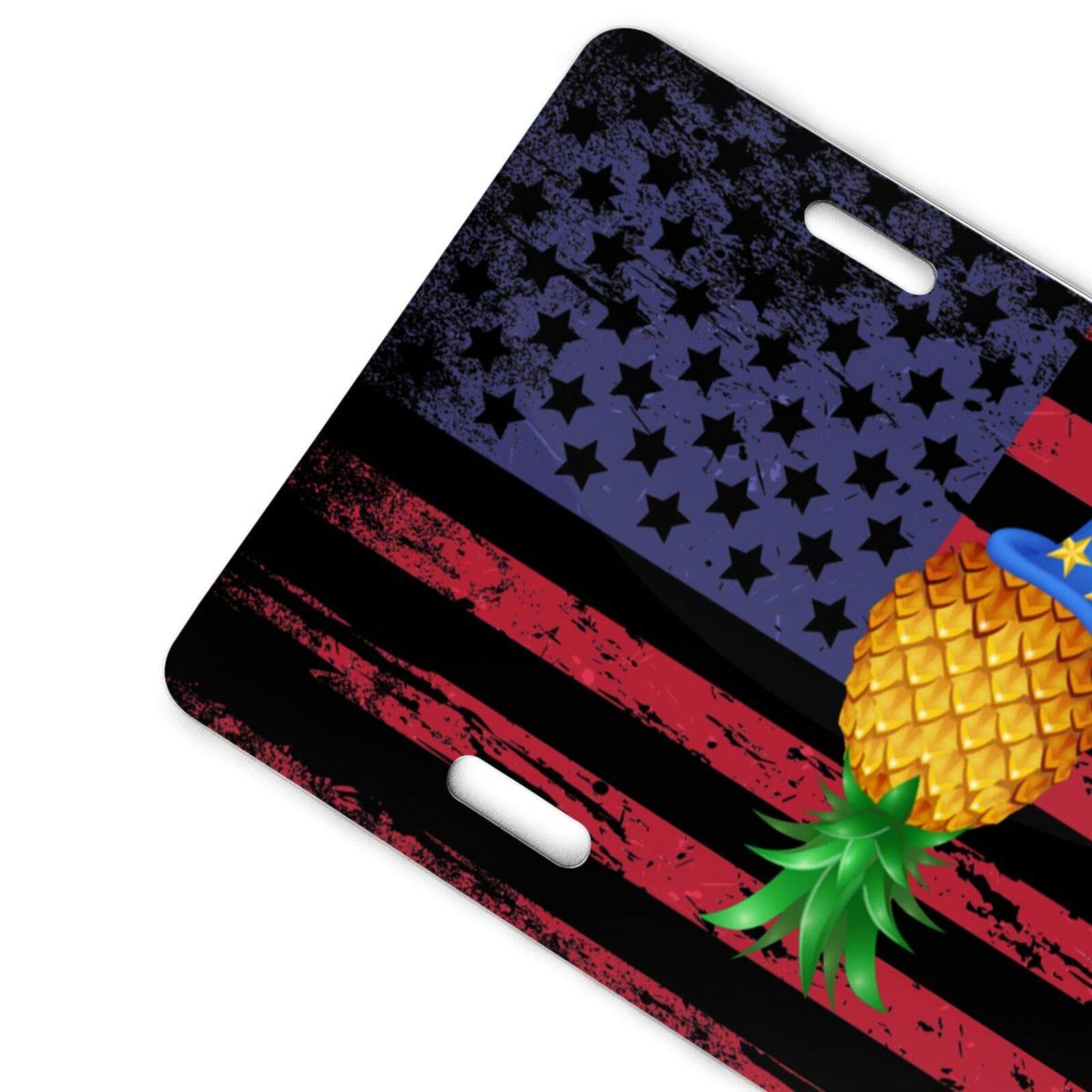 Custom Upside Down Pineapple Aluminum License Plate Frame - 6x12 Inch Car Tag Cover with 4 Holes - Durable & Weatherproof - Perfect for Beach Cars, Tropical Themed Vehicles & Pineapple Lovers