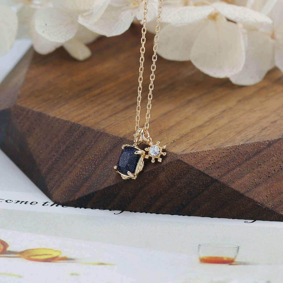 Make A Wish Amethyst Peridot Sandstone Pendant Necklace with Snowflake Charm | HD154 | Elegant Jewelry Gift for Women, Birthday, Christmas & Special Occasions