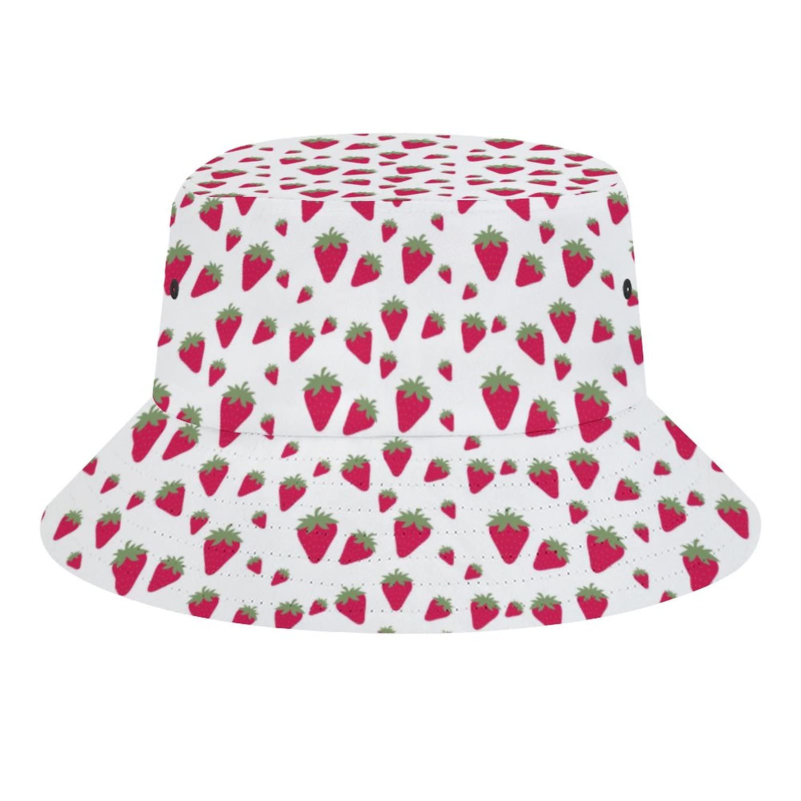 Strawberry Print Bucket Hat for Women & Men - Lightweight Packable Summer Sun Hat for Beach, Fishing, Travel & Outdoor Activities - Unisex Adjustable UV Protection Hat