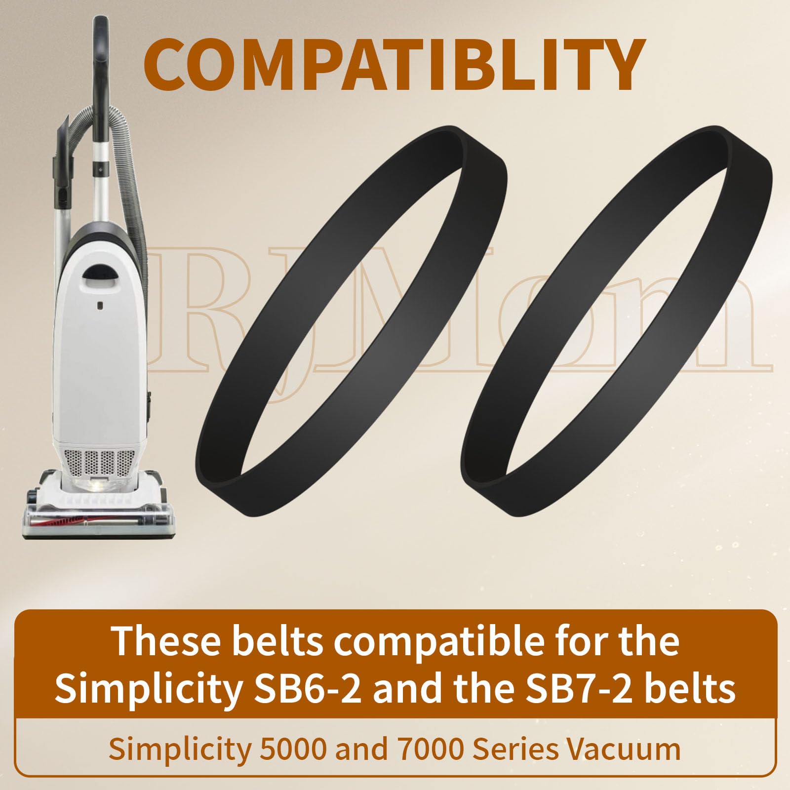 Simplicity Vacuum Cleaner Replacement Belts - Compatible with 4000, 5000, 6000, 7000 & 8000 Series Symetry (2 Pack) - Durable Bands for Home Cleaning & Maintenance