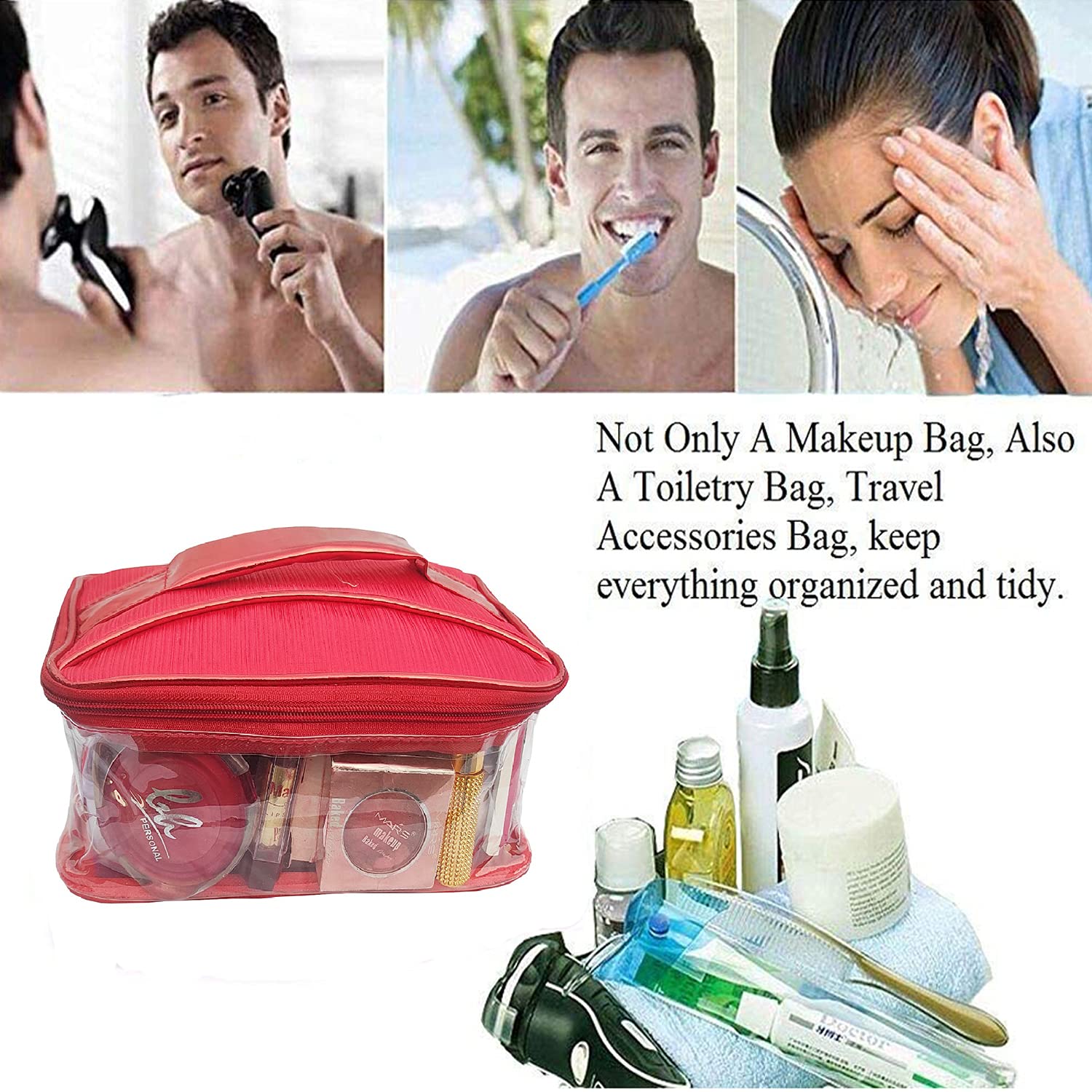 Red Makeup Box Cosmetic Bag and Purse - Waterproof Travel Organizer for Women | Perfect for Travel, Gym, and Everyday Use