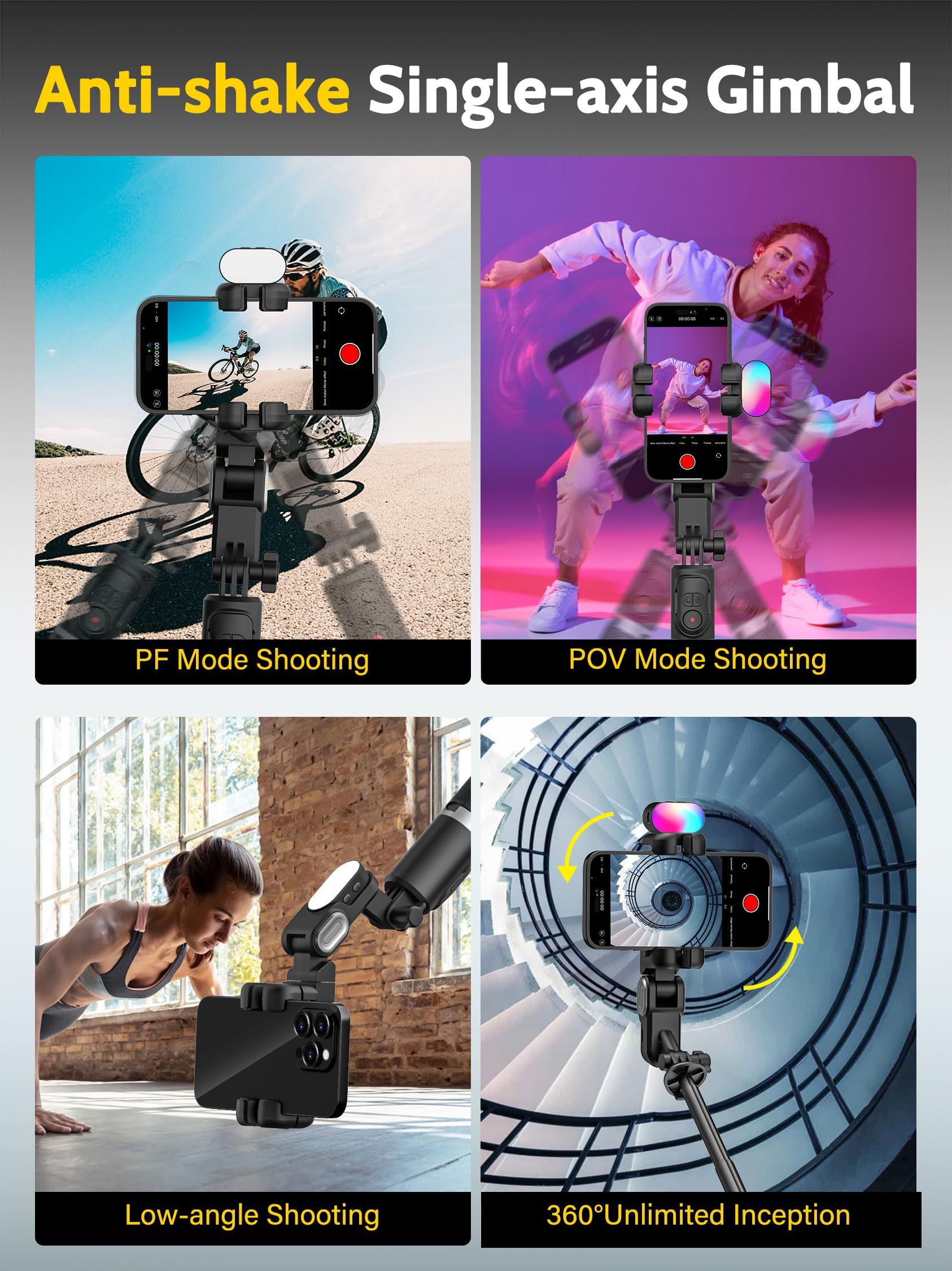 Auto Face Tracking Tripod Stand with 360° Rotation & RGB Light - Smartphone Tripod for iPhone/Android, Remote Control for YouTube/TikTok Vlogging, Perfect for Live Streaming, Video Recording & Selfies (M2Pro Black)