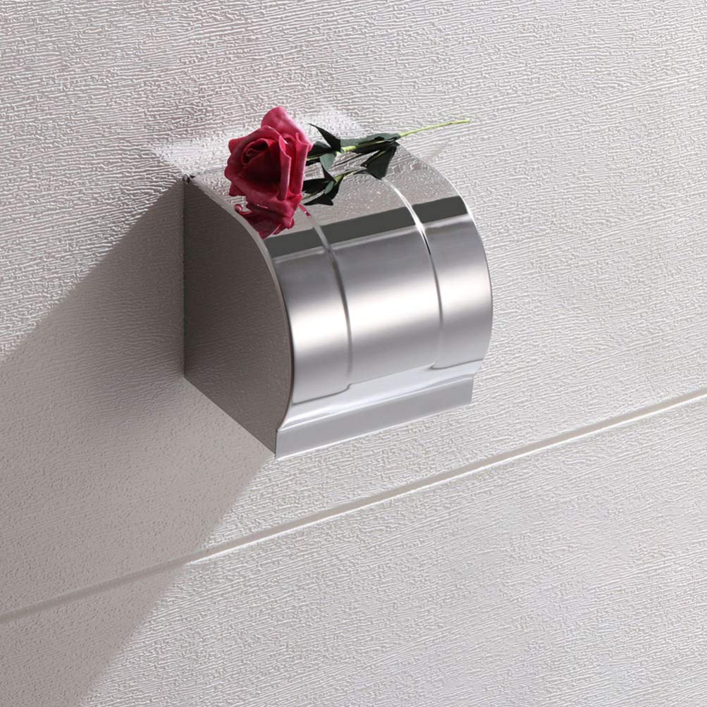 Hemoton 1-Pack Wall Mount Paper Towel Holder - No Drill Bathroom Tissue Roll Stand with Strong Adhesive for Kitchen, Bathroom & Office - Space Saving Toilet Paper Storage Solution