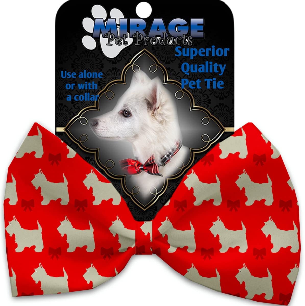 Christmas Dog Bow Tie Collar for Westie - Adjustable Velcro Pet Accessory for Holidays, Parties & Photo Shoots