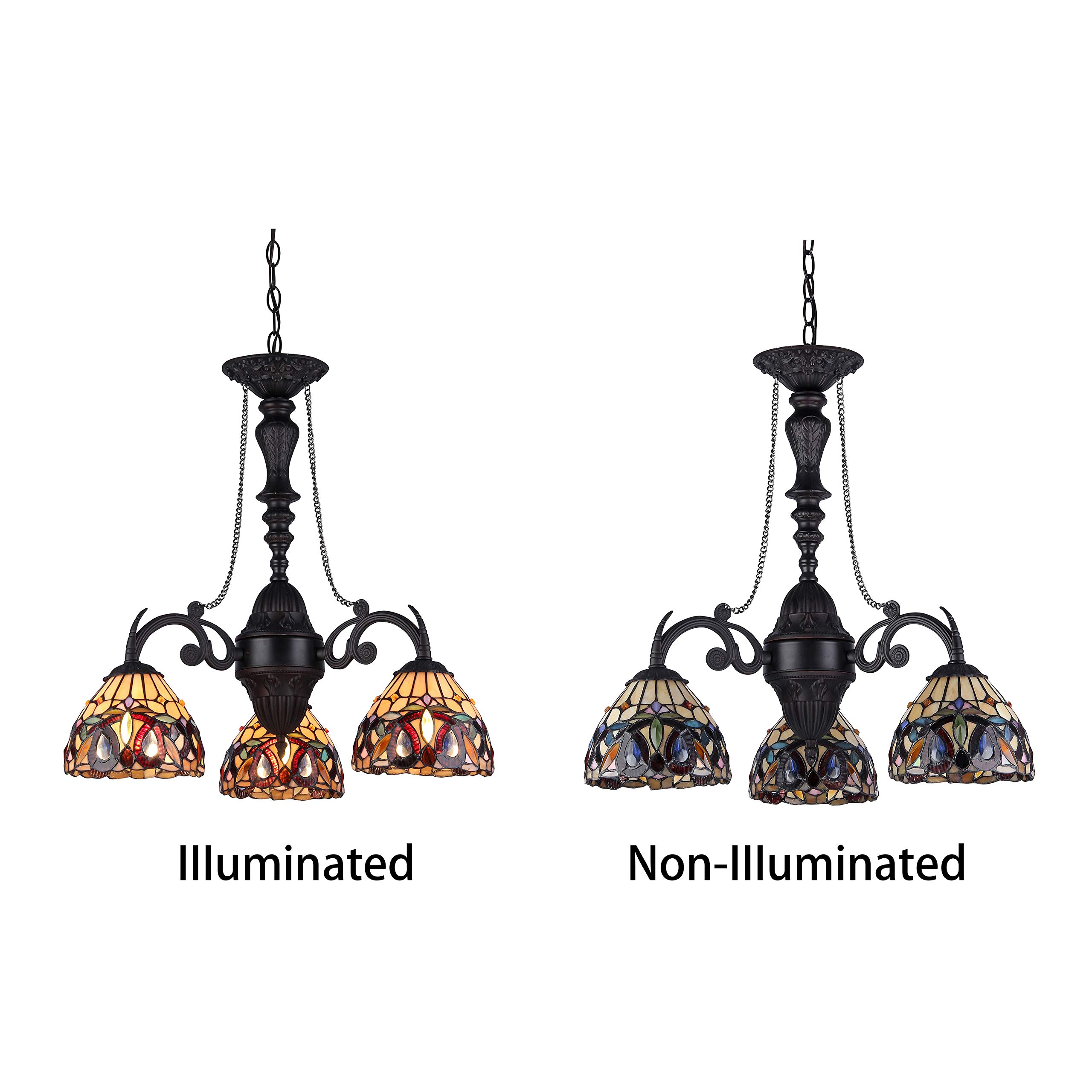 Tiffany-Style 3-Light Victorian Mini Chandelier - 20.5