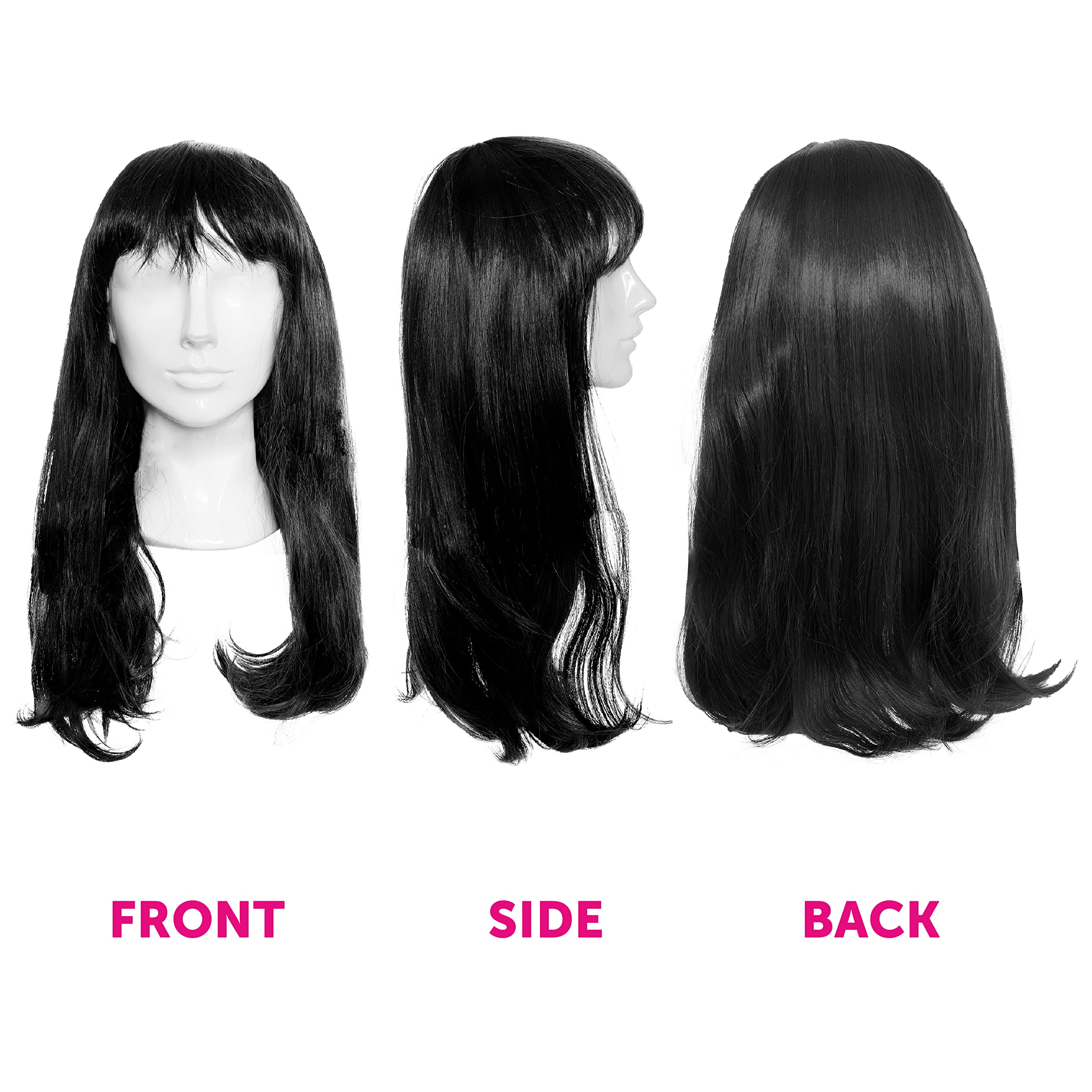 Long Black Heat Resistant Synthetic Wig - Straighten, Curl & Style - Versatile Heat-Friendly Wig for Daily Wear, Cosplay & Special Occasions